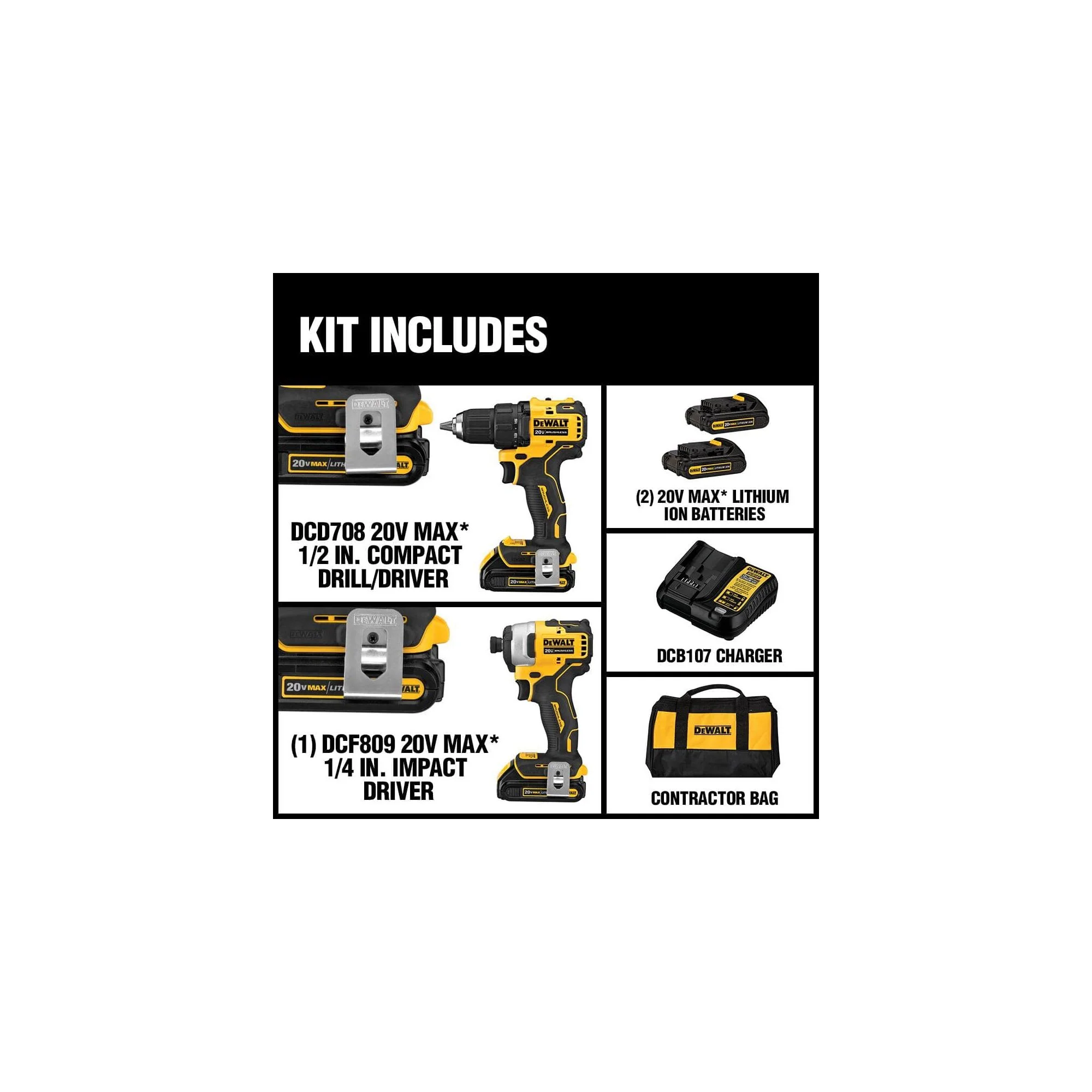 DeWalt ATOMIC™ 20V MAX Brushless Cordless 2-Tool Combo Kit - Image 9
