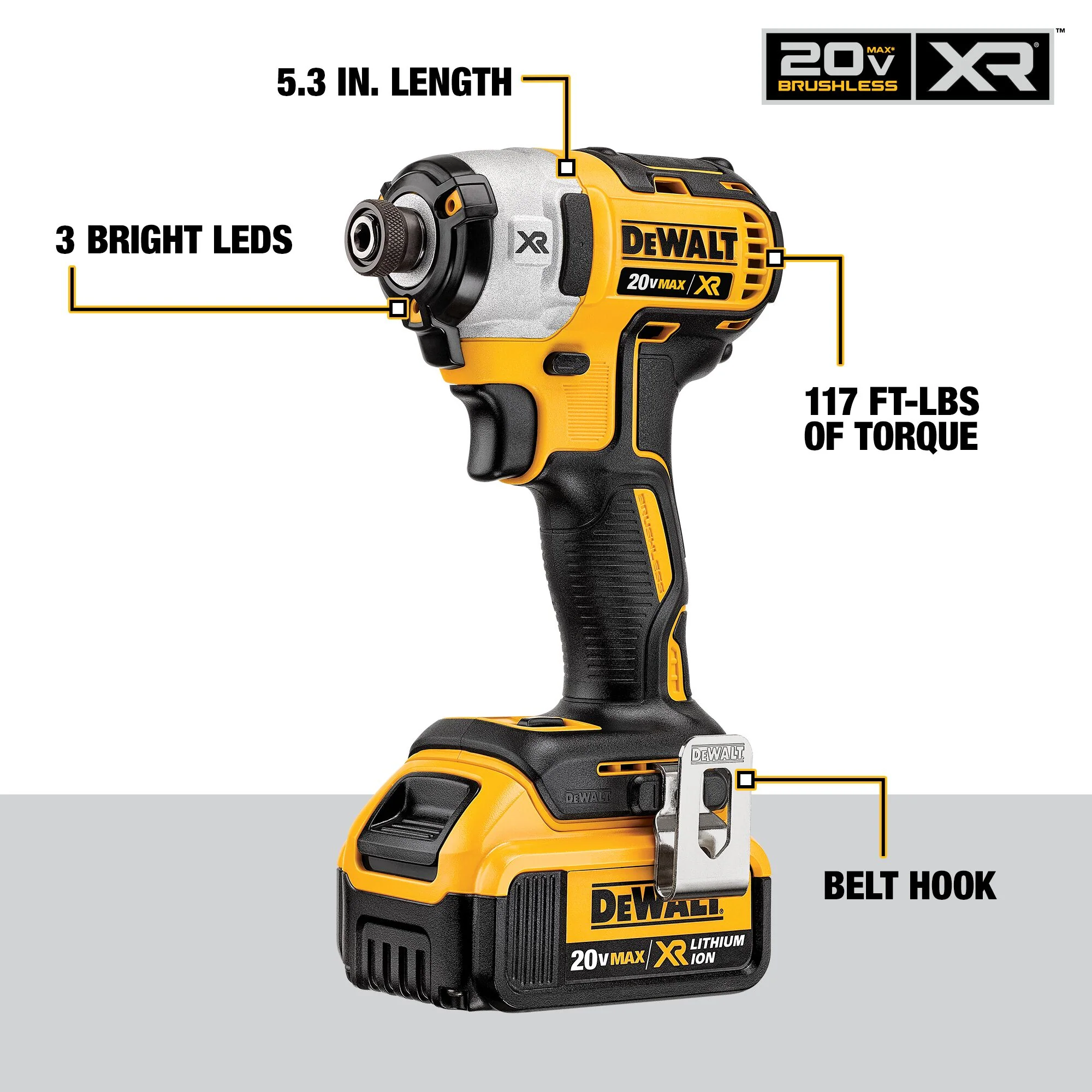 DeWalt 20V MAX XR® Brushless 5 Ah Hammer Drill/Impact Kit - Image 11