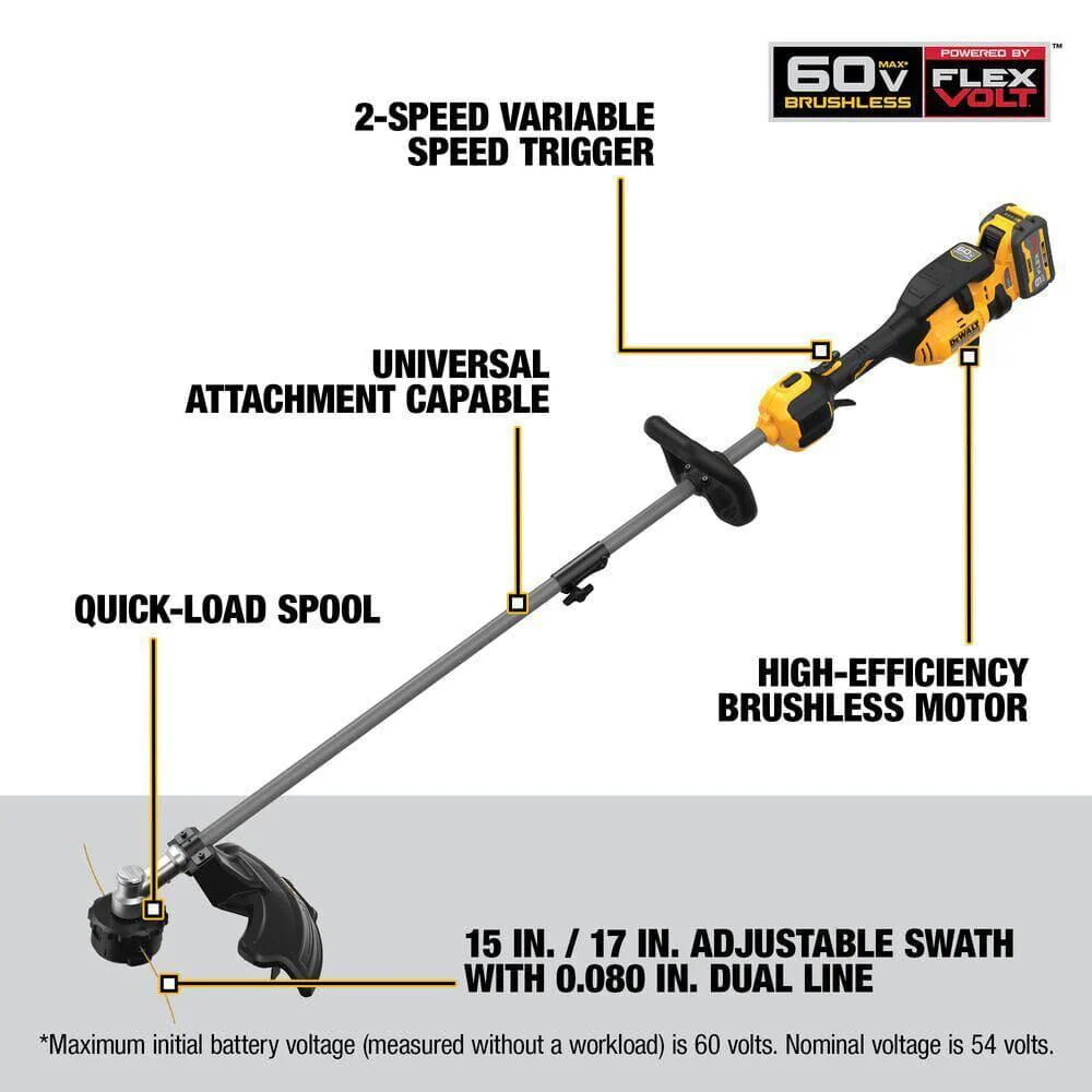 DeWalt 60V MAX 17" Brushless Attatchment Capable String Trimmer and Blower Combo Kit - Image 7