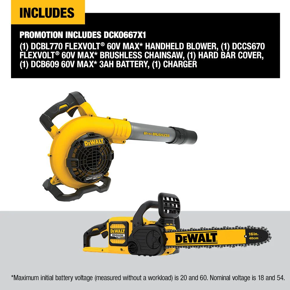 DeWalt FLEXVOLT™ 60V MAX CHAINSAW and Blower Combo Kit - Image 5