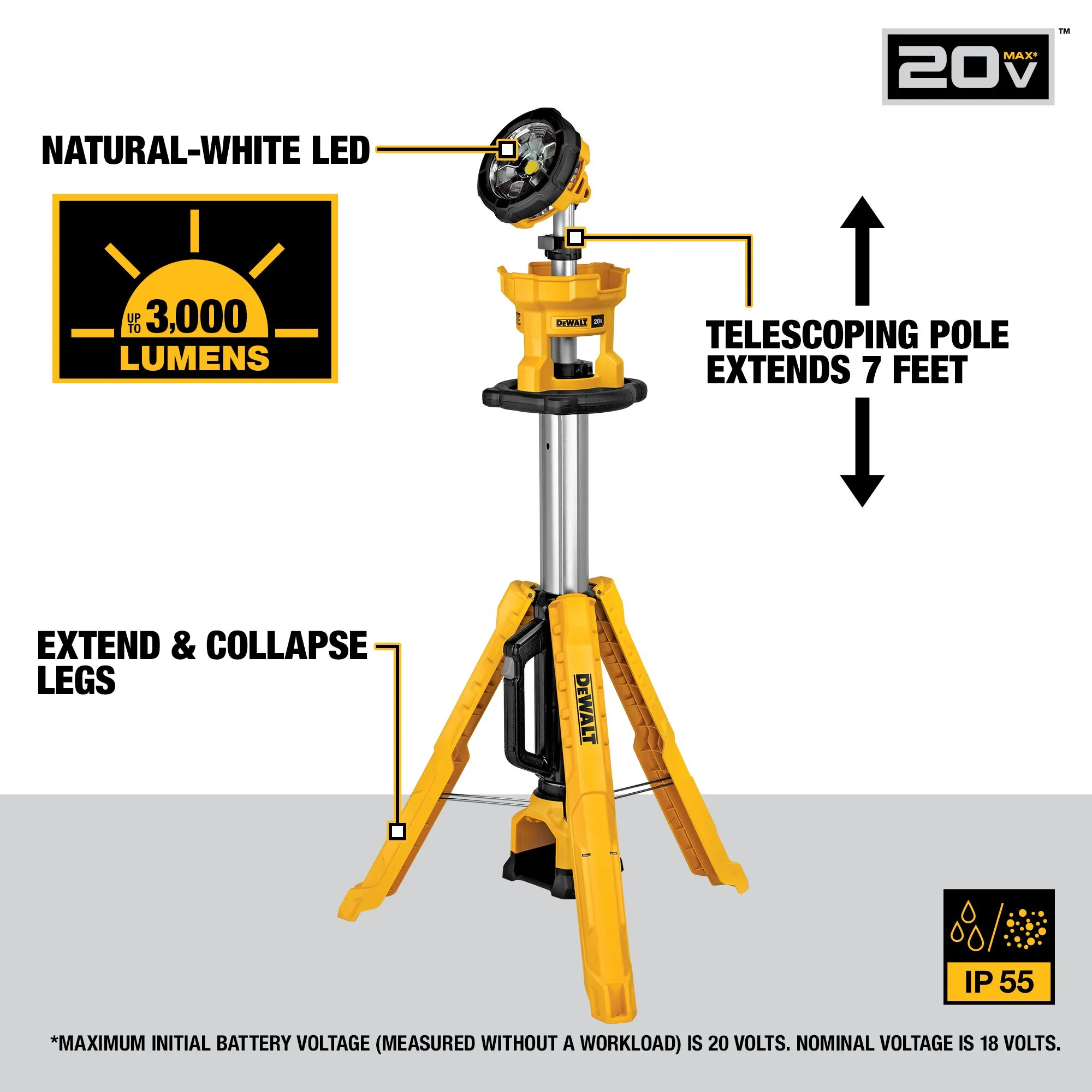 DeWalt 20V MAX Cordless Tripod Light - Light Only - Image 16