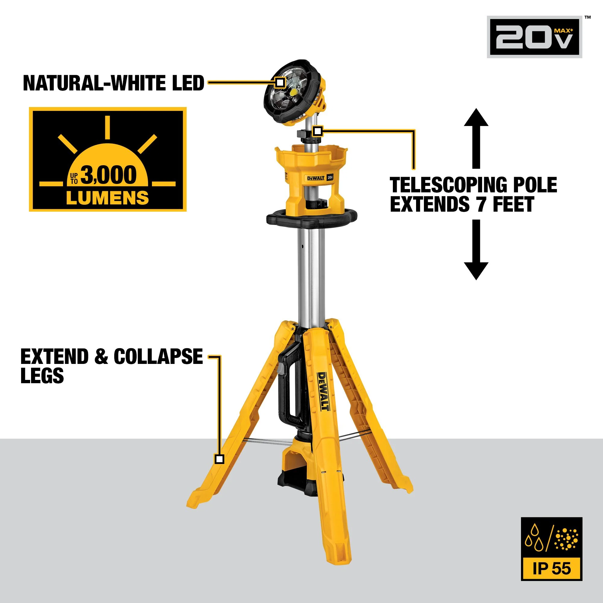 DeWalt 20V MAX Cordless Tripod Light Kit - Image 19