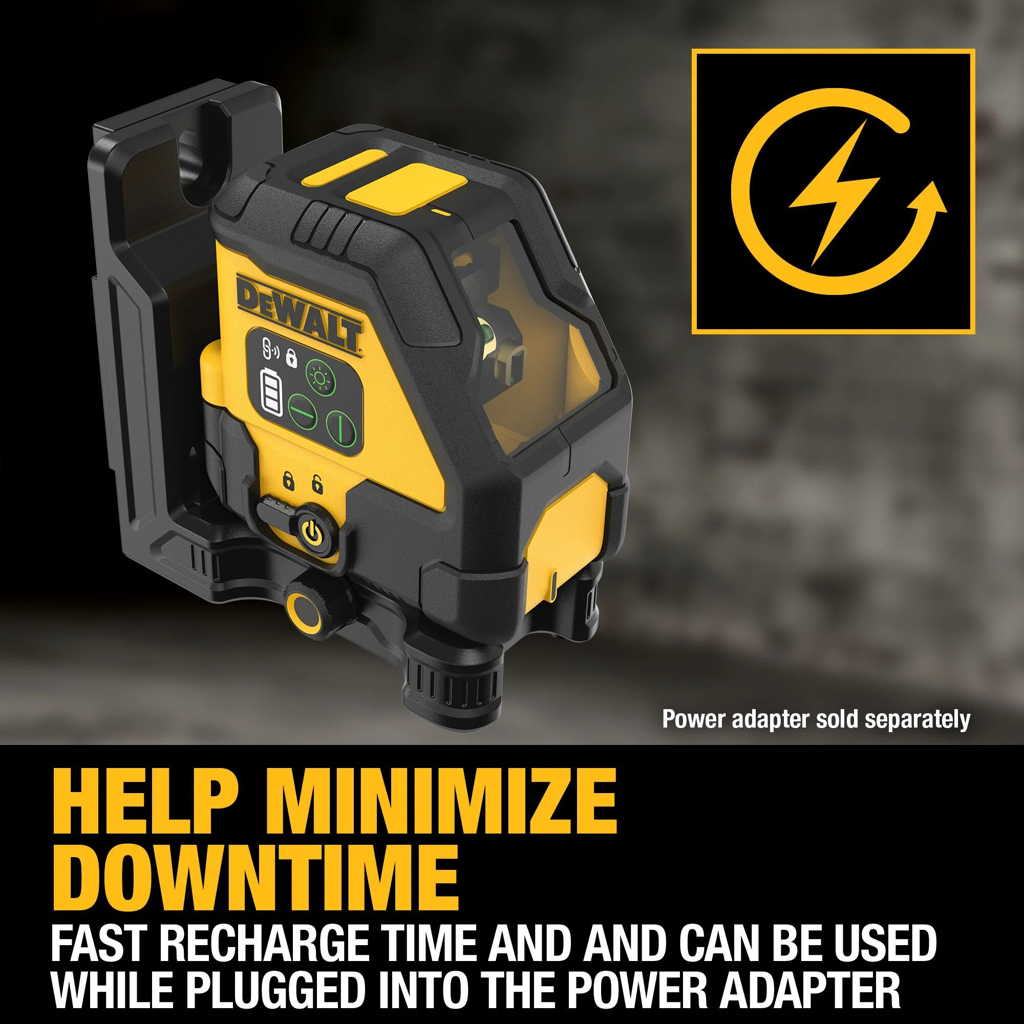 DeWalt USB Rechargeable Green Cross Line Laser Kit - Image 4