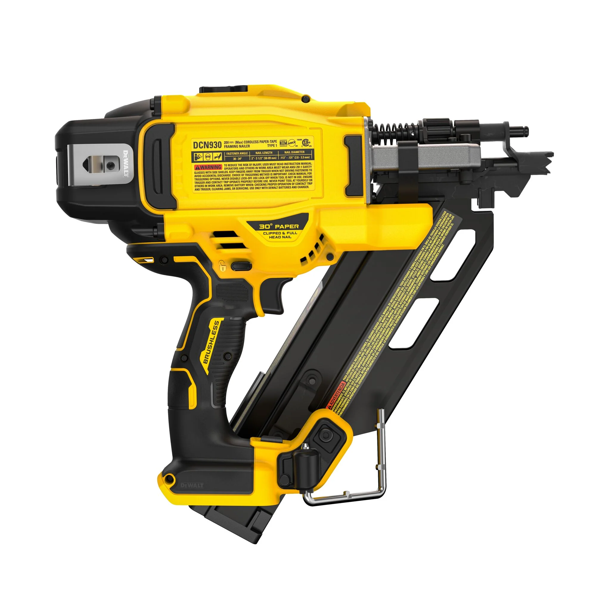 Dewalt 20V MAX XR 30° Brushless Cordless Paper Collated Framing Nailer - Tool Only - Image 4