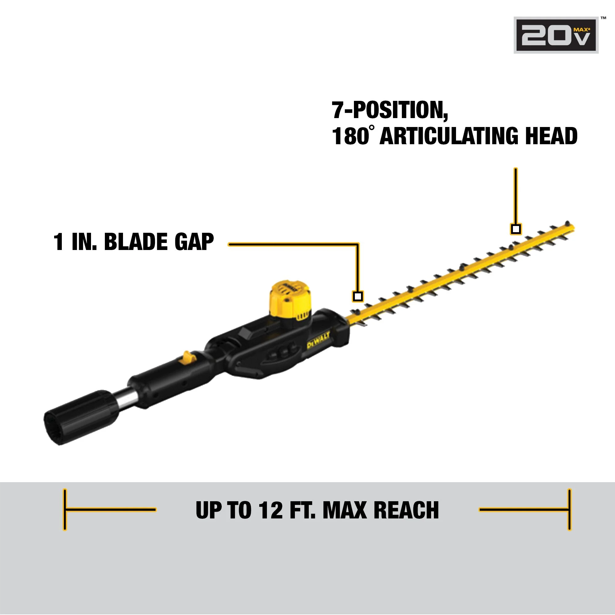 DeWalt Pole Hedge Trimmer Head w/ 20V MAX Compatibility - Image 6