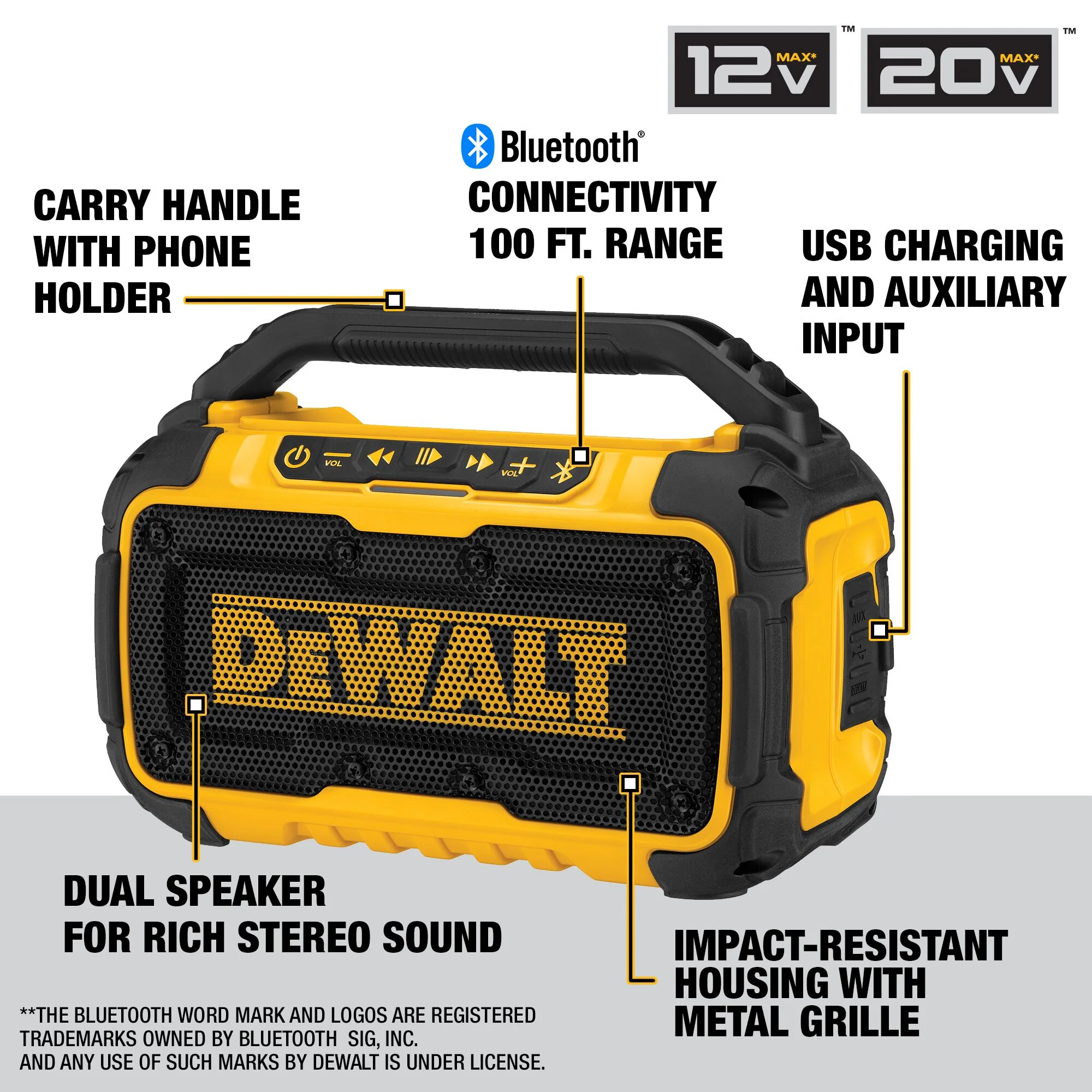 DeWalt 12V/20V MAX Jobsite Bluetooth Speaker - Image 12