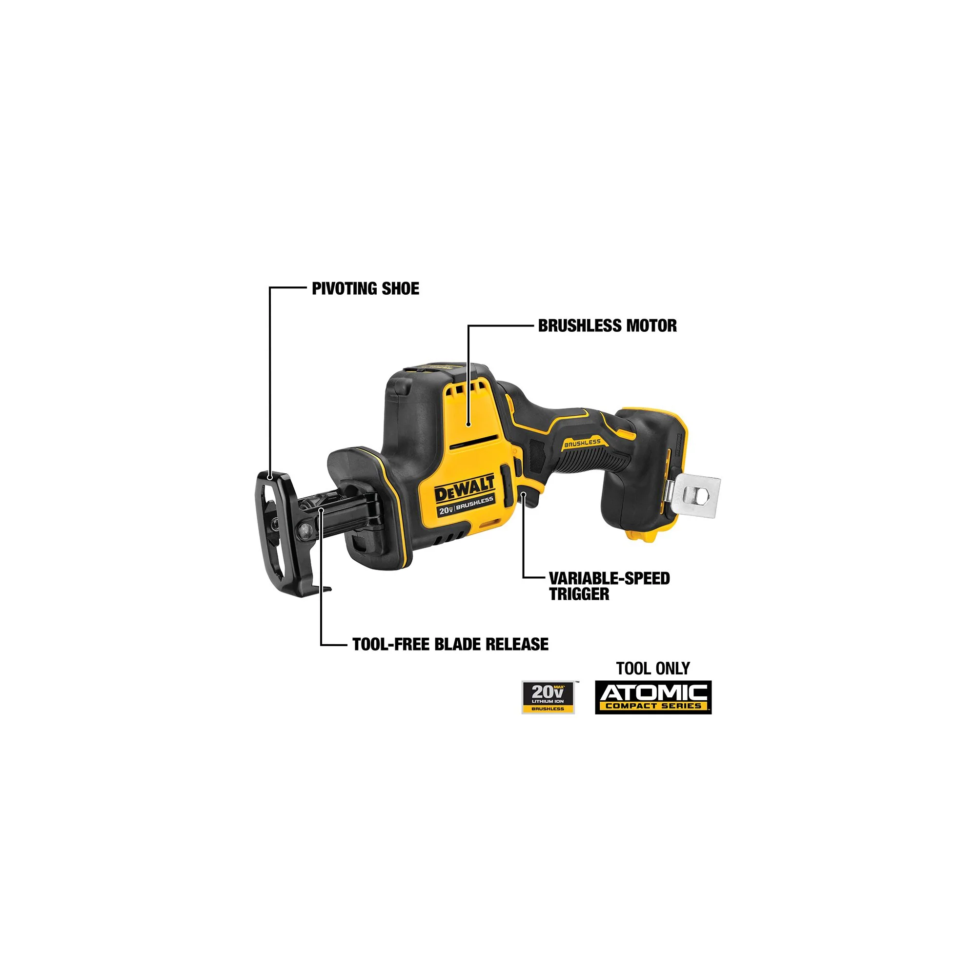DeWalt ATOMIC 20V MAX Cordless One-Handed Reciprocating Saw - Tool Only - Image 8