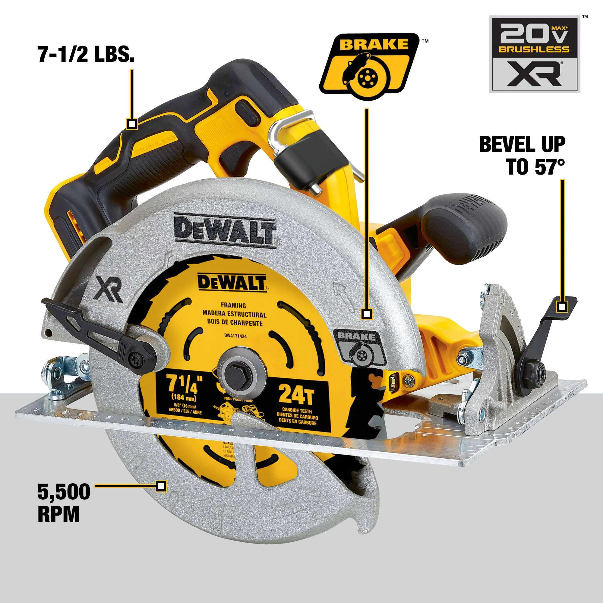 DeWalt 20V MAX XR Brushless Cordless 7-1/4" Circular Saw - Tool Only - Image 8