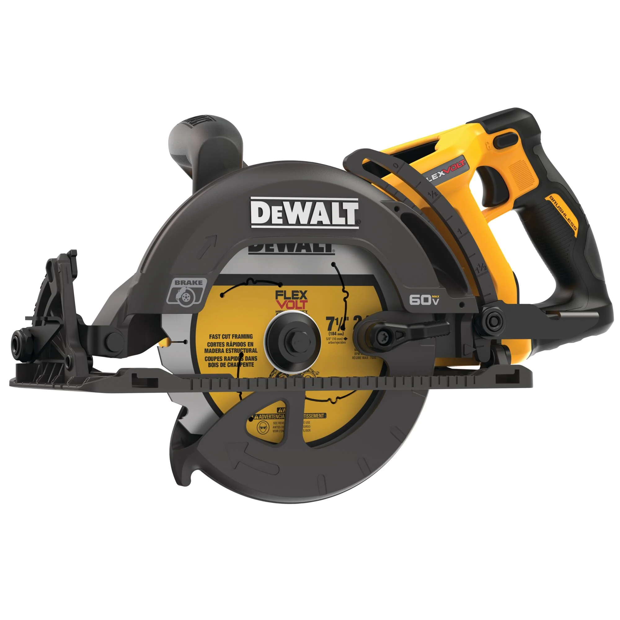 DeWalt FLEXVOLT® 60V MAX 7-1/4" Worm Drive Circular Saw - Tool Only - Image 3