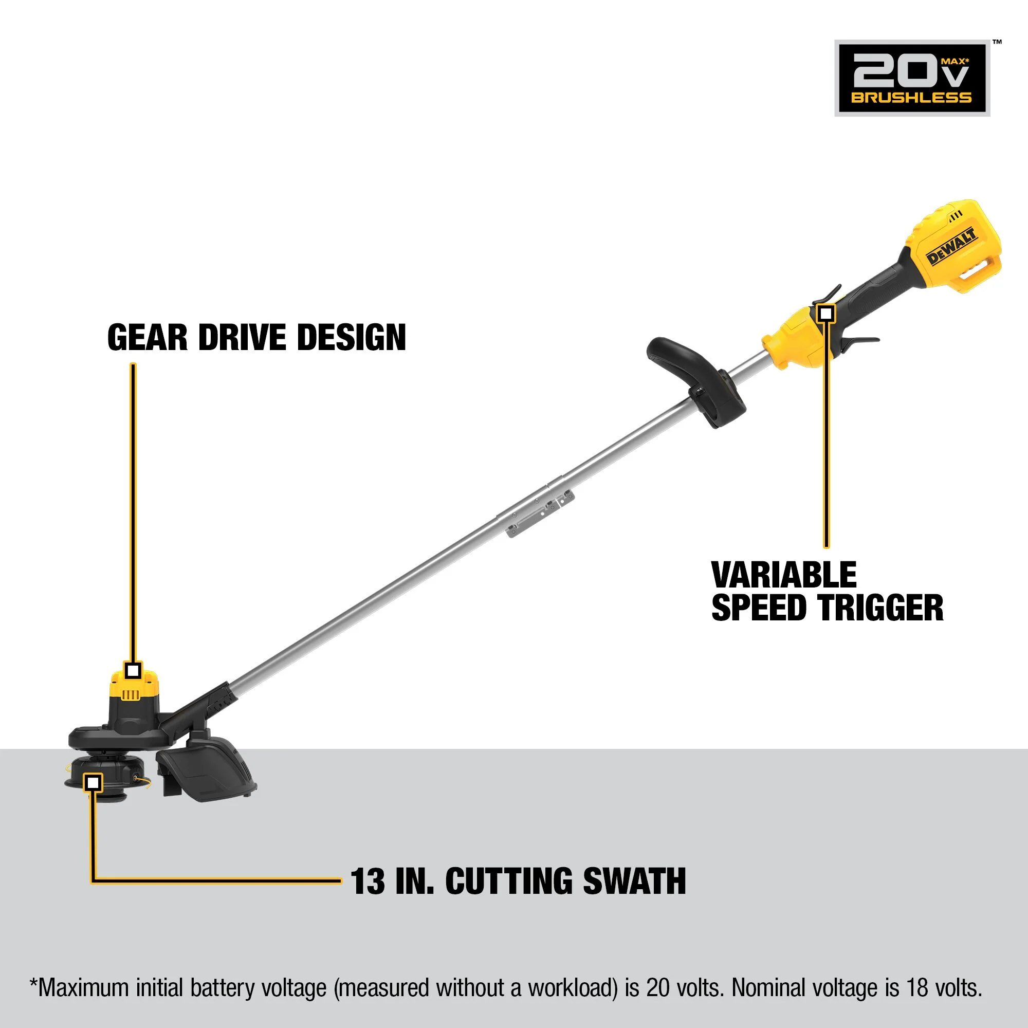 DeWalt 20V MAX 13" Brushed String Trimmer - Tool Only - Image 4