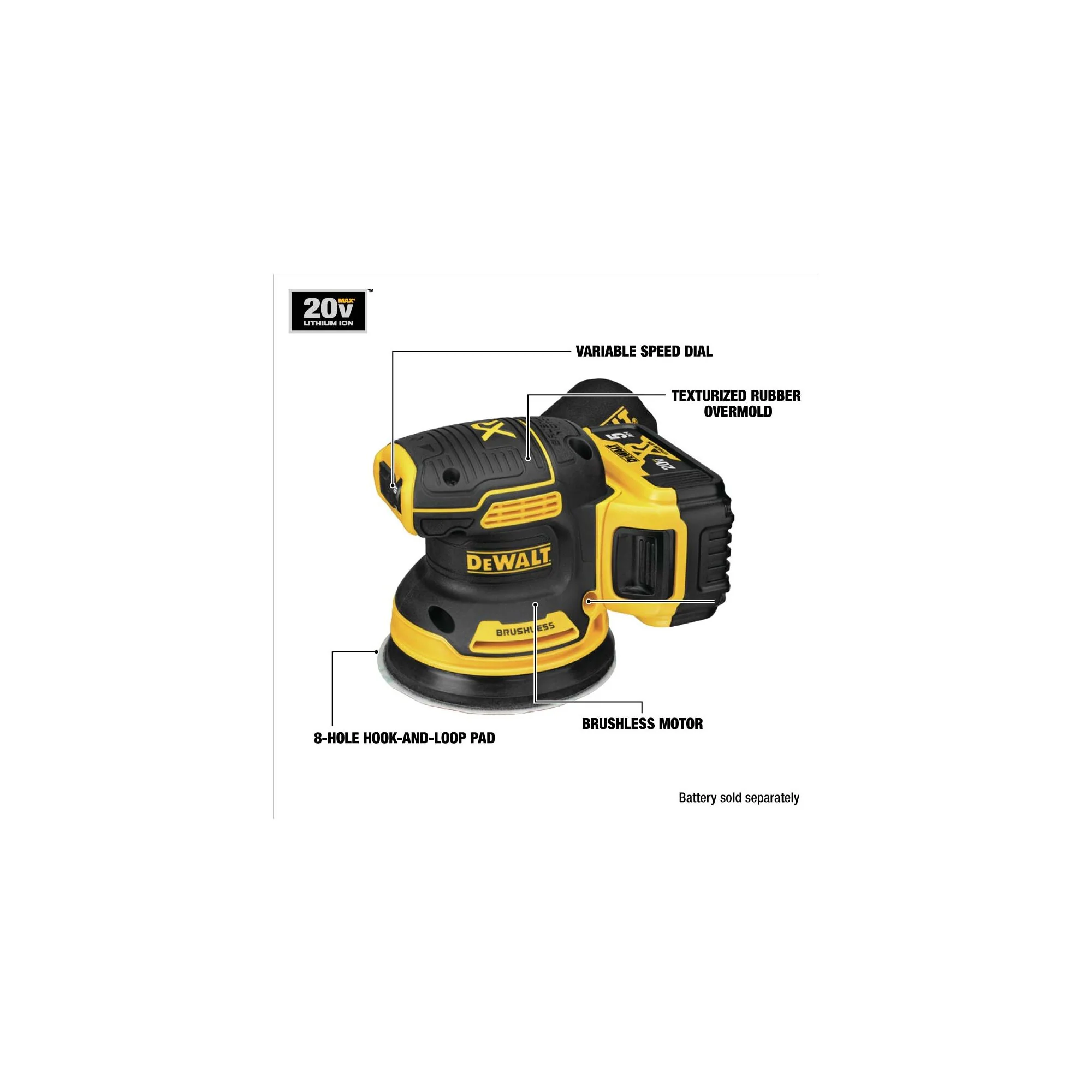 DeWalt 20V XR® Brushless Random Orbital Sander Kit - Image 19