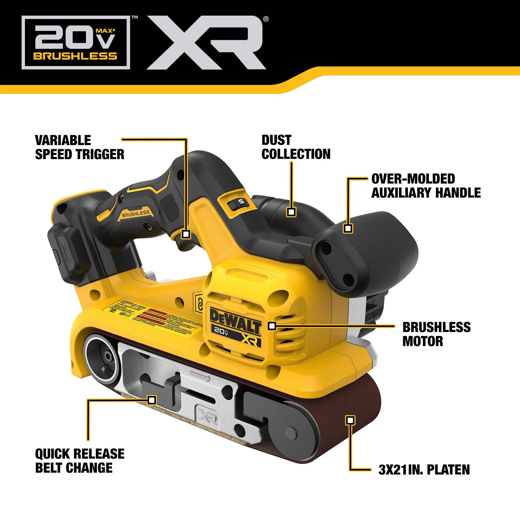DeWalt 20V XR® Brushless 3" x 21" Belt Sander - Tool Only - Image 20