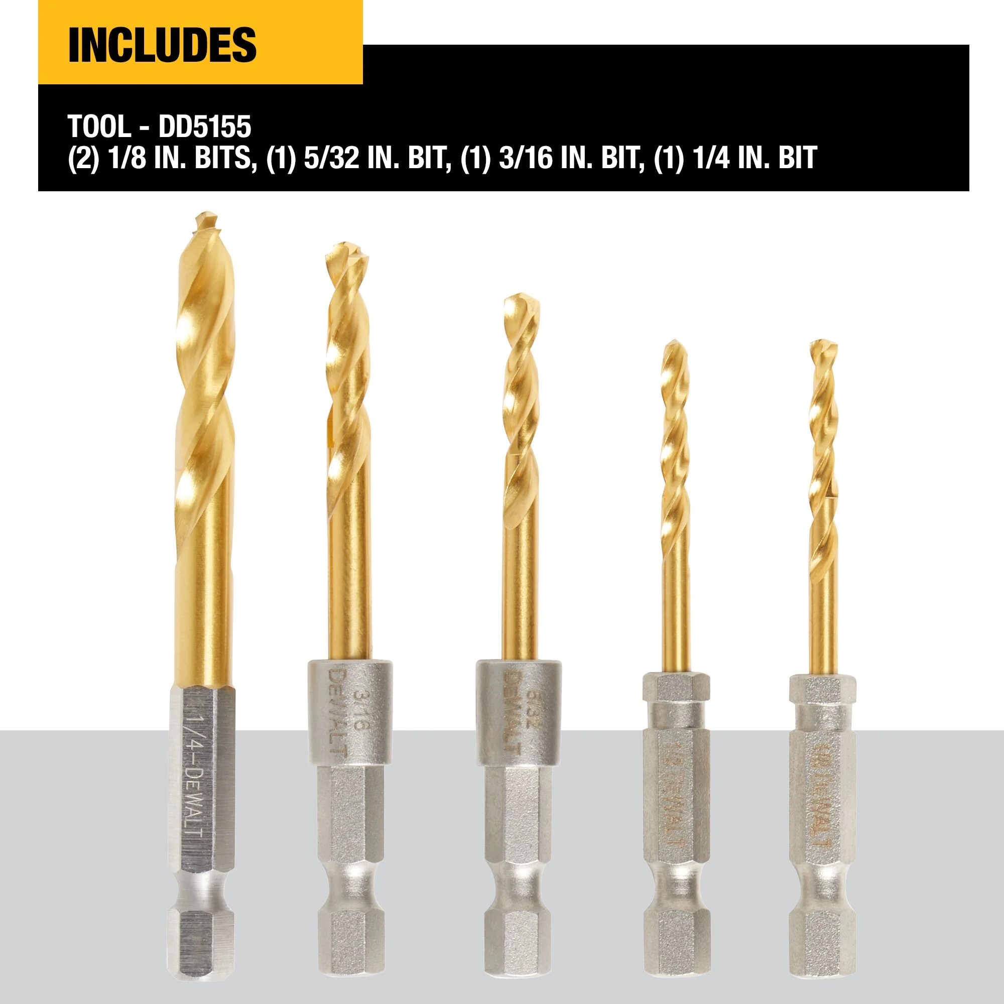DeWalt 5 pc. IMPACT READY® Titanium Nitride Coating Drill Bit Set - Image 5