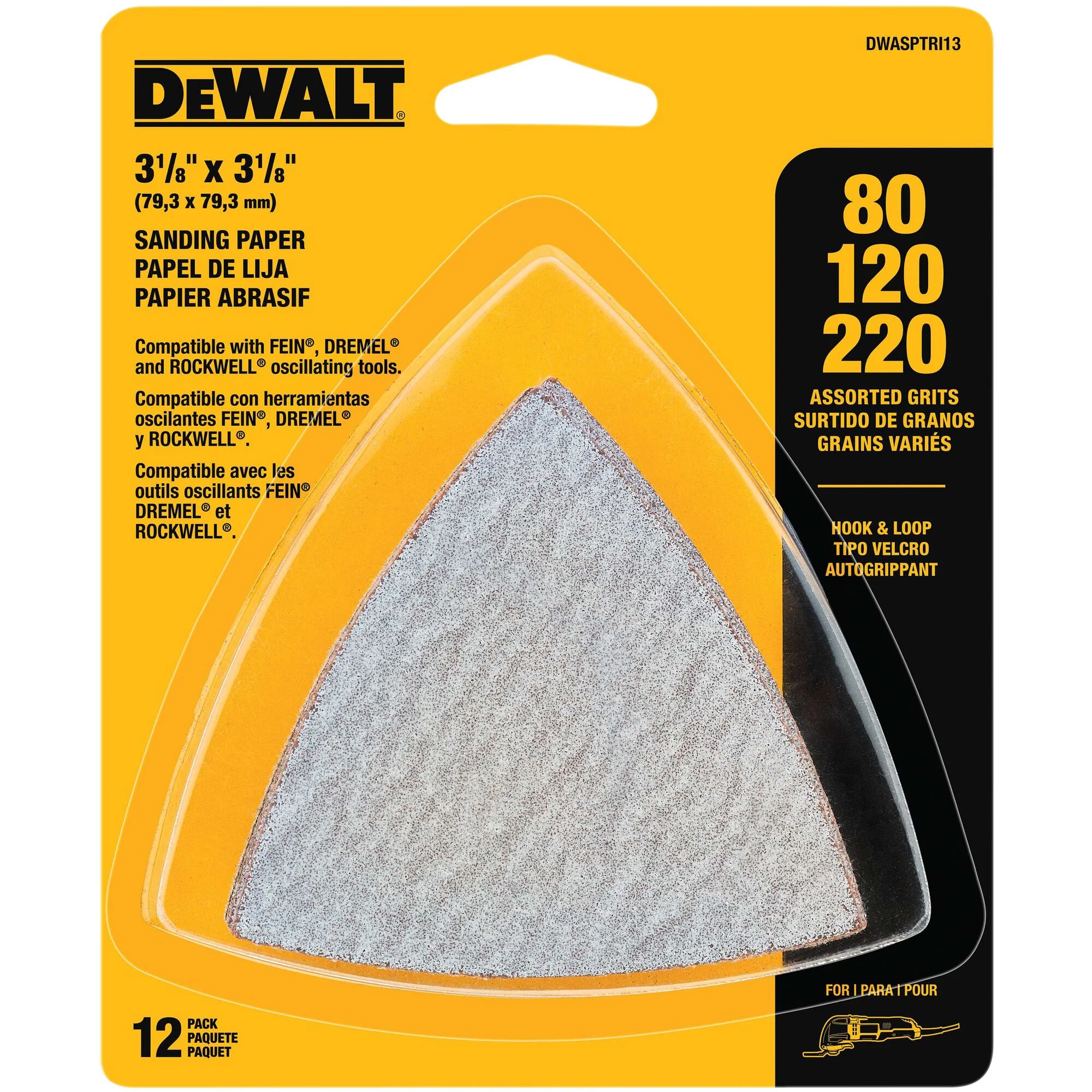 DeWalt 12PK Hook & Loop Triangular Oscillating Tool Sanding Pads - Image 7
