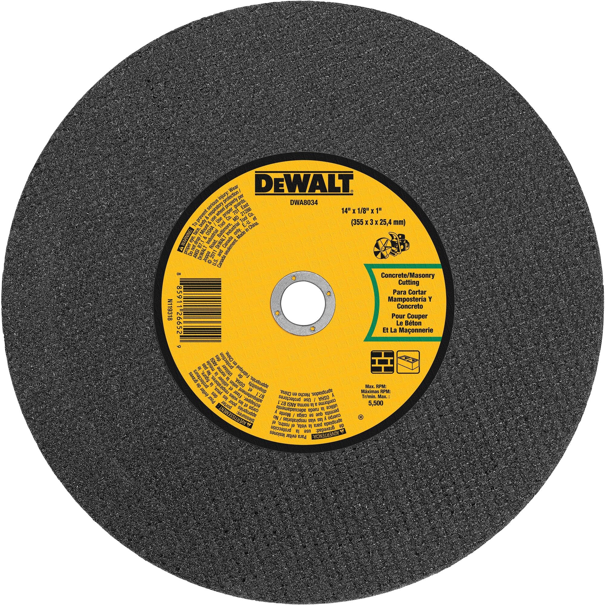 DeWalt 14" x 1/8" Portable Saw Aluminium Oxide Masonry Blade