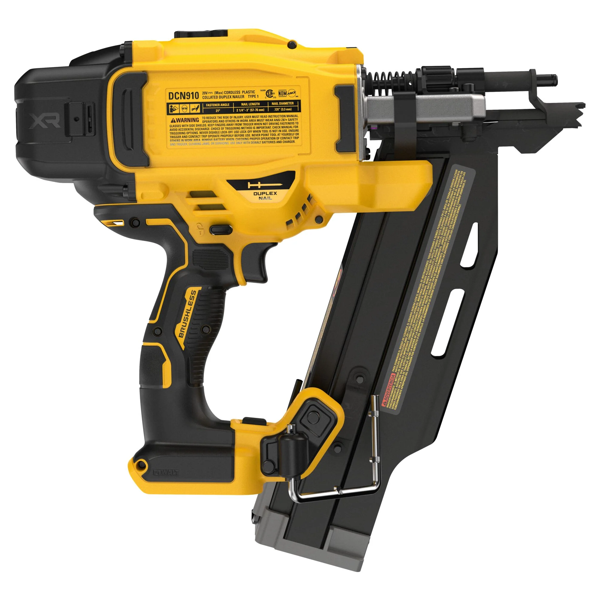 DeWalt 20V MAX XR Brushless 21 Degree Plastic Collated Duplex Nailer - Tool Only - Image 4