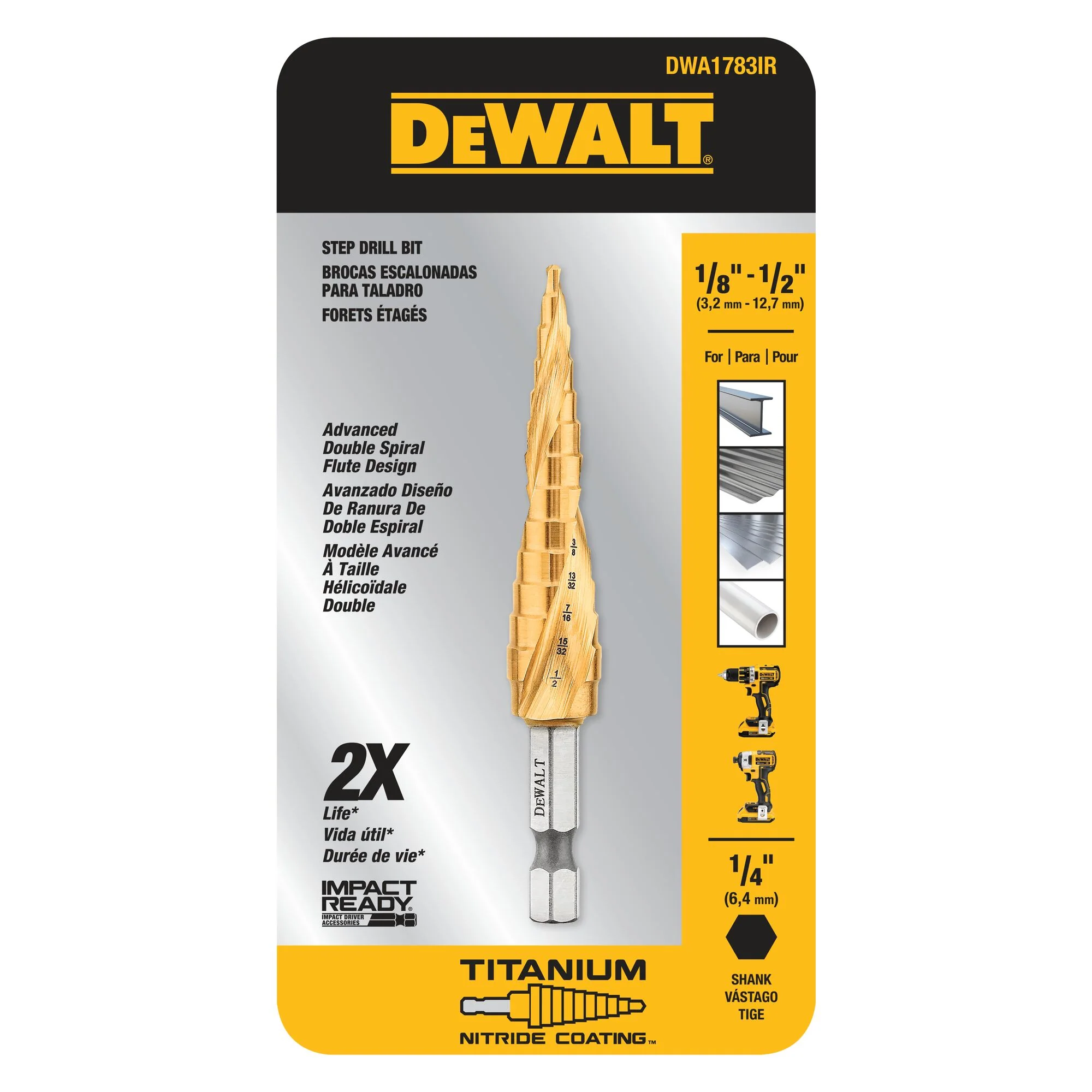 DeWalt IMPACT READY® Titanium Nitride Step Drill Bit - Image 2