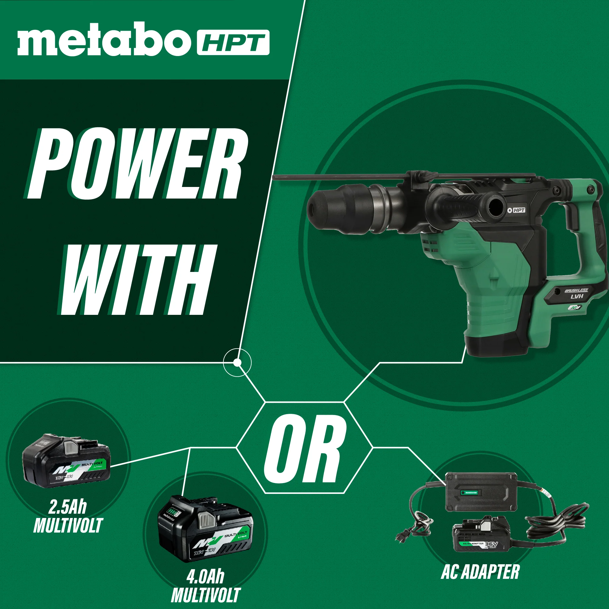 Metabo 36V MultiVolt SDS MAX 1-9/16" Rotary Hammer - Tool Only - Image 4