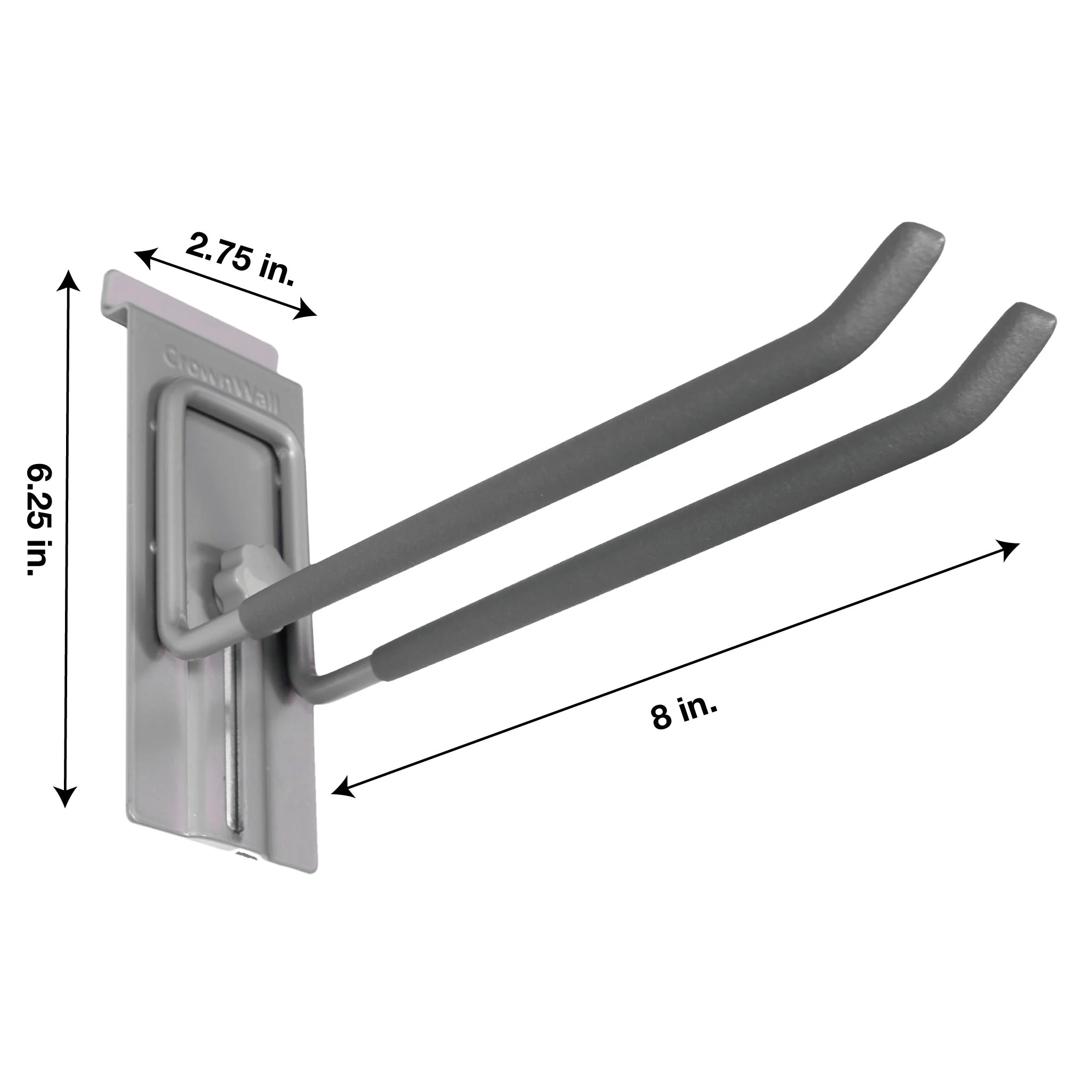 Crownwall 8" Locking Double Hook Slatwall Accessory - Image 3