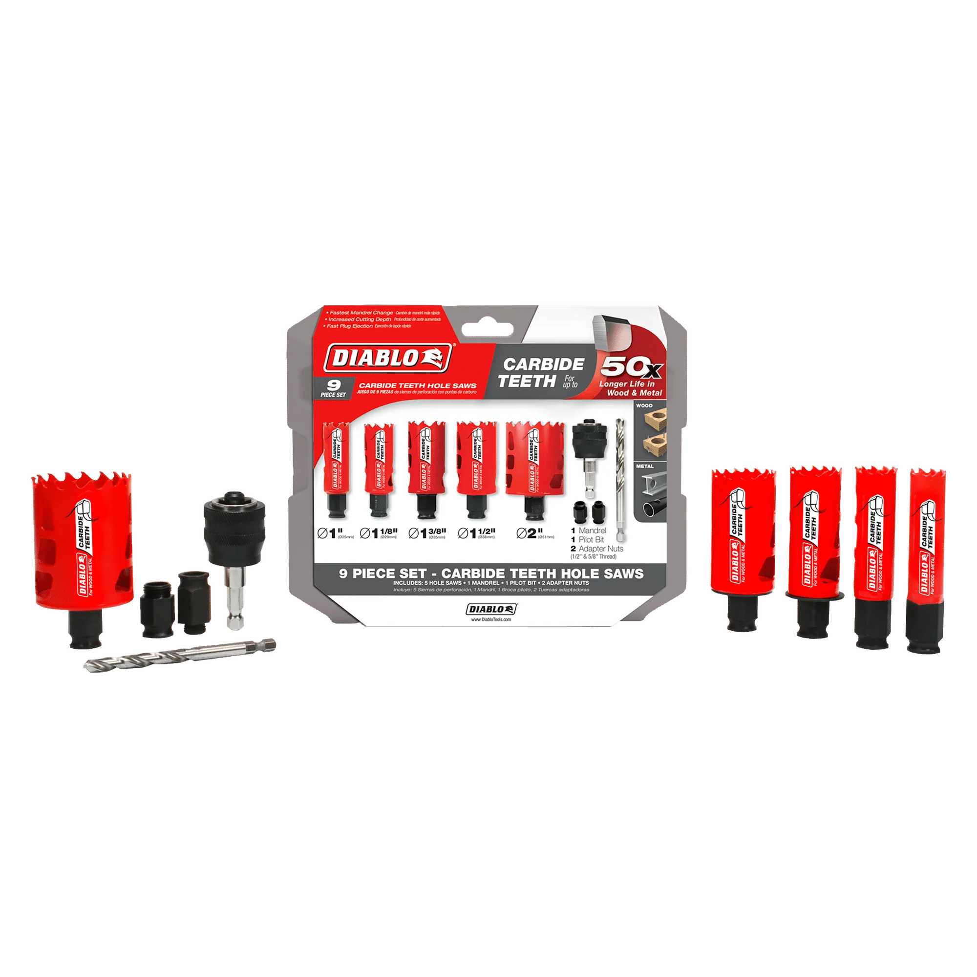 Diablo 9 pc. General Purpose Carbide Teeth Hole Saw Set