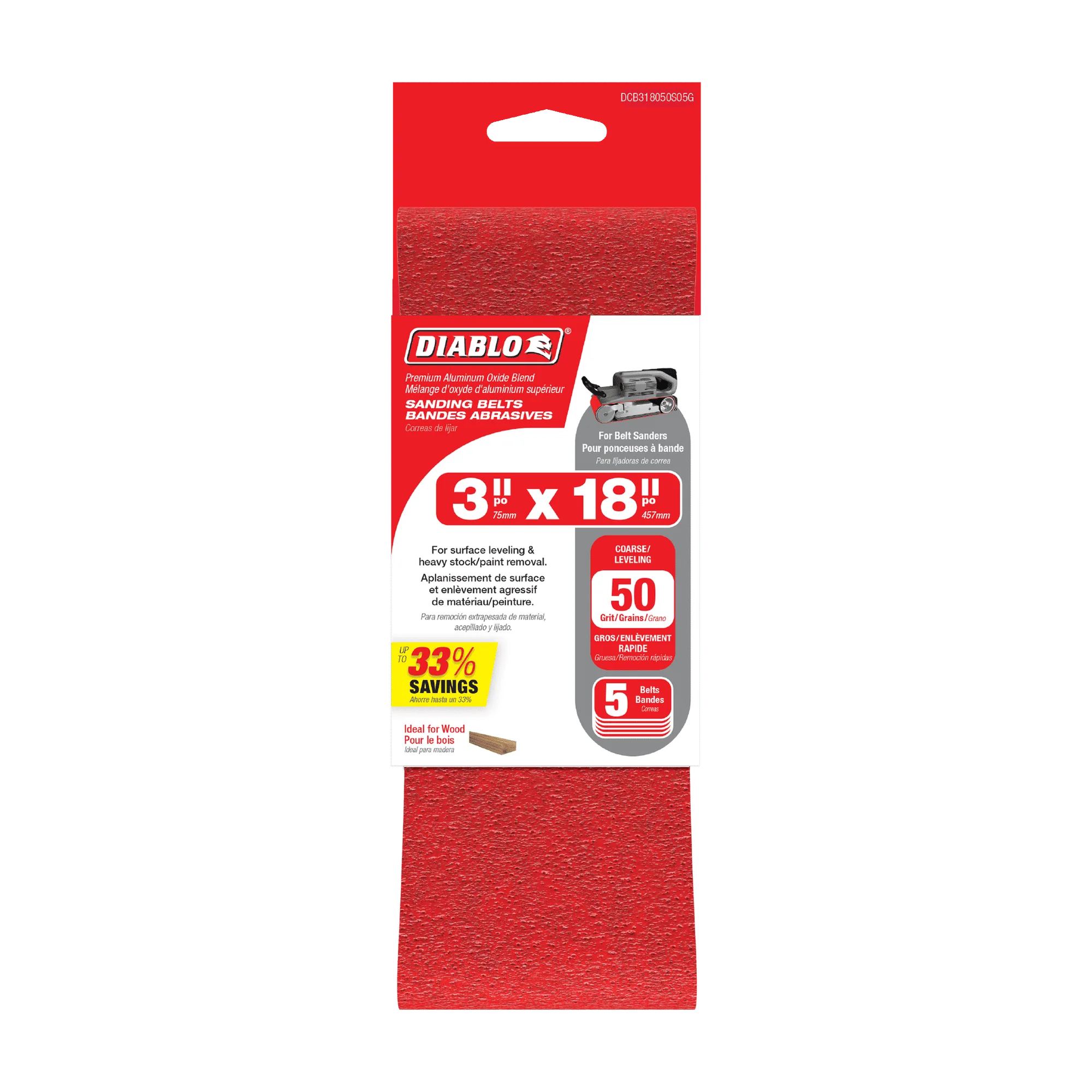 Diablo 5PK Sanding Belts - 3" x 18" - Image 2