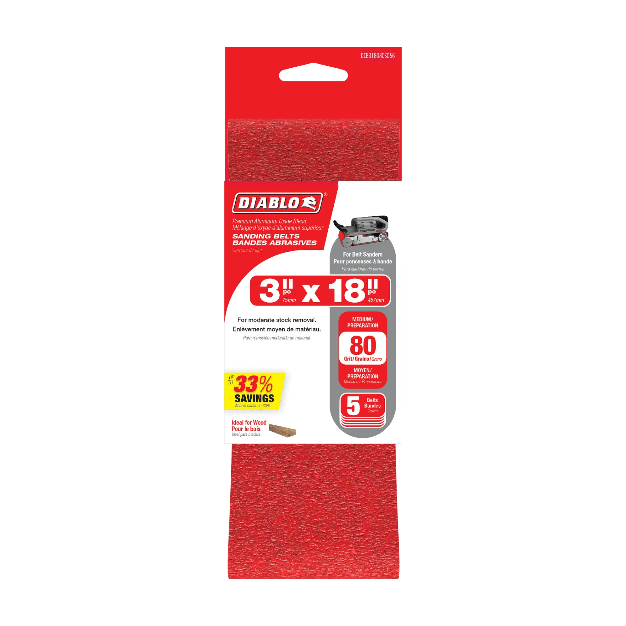 Diablo 5PK Sanding Belts - 3" x 18" - Image 5