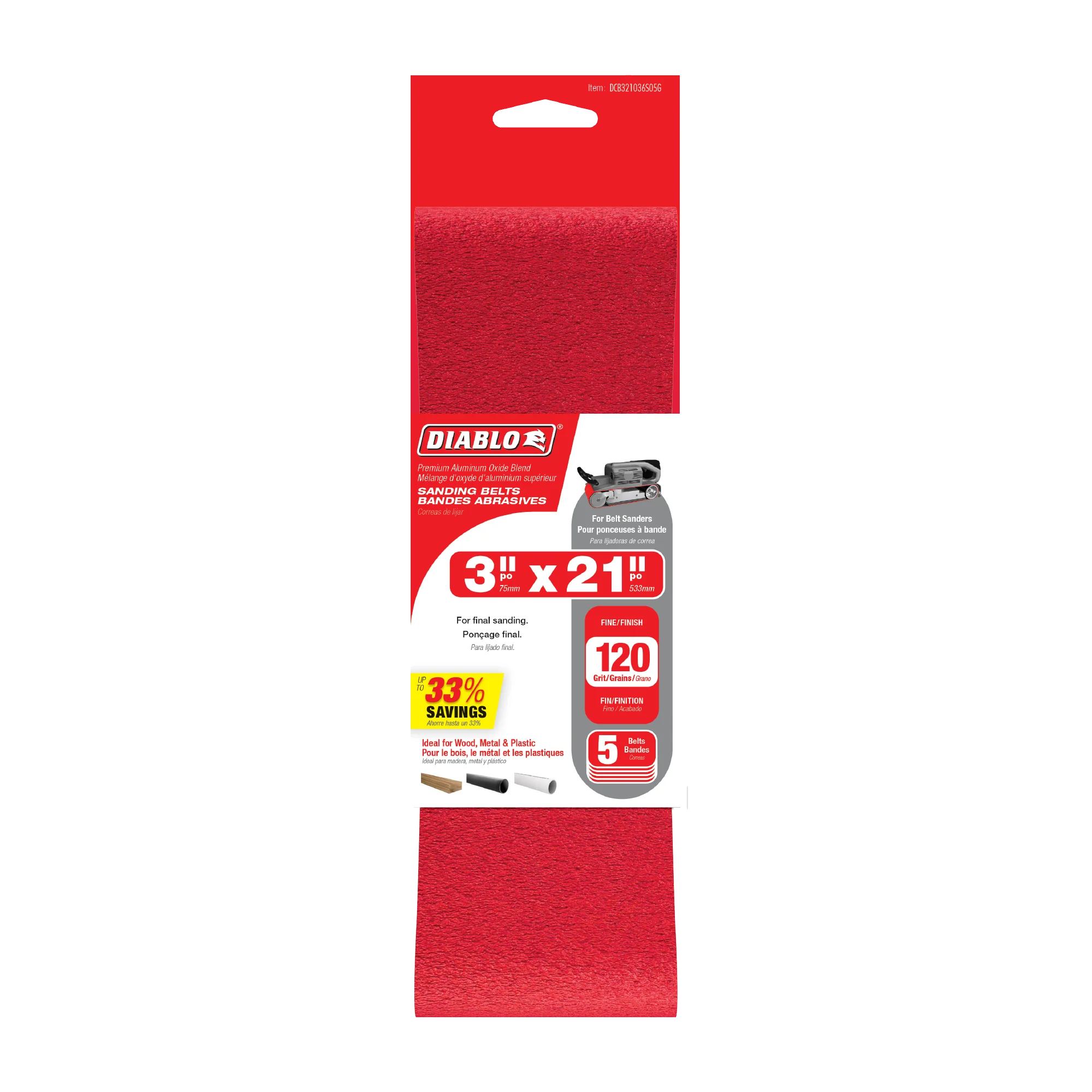 Diablo 5PK Sanding Belts - 3" x 21" - Image 12