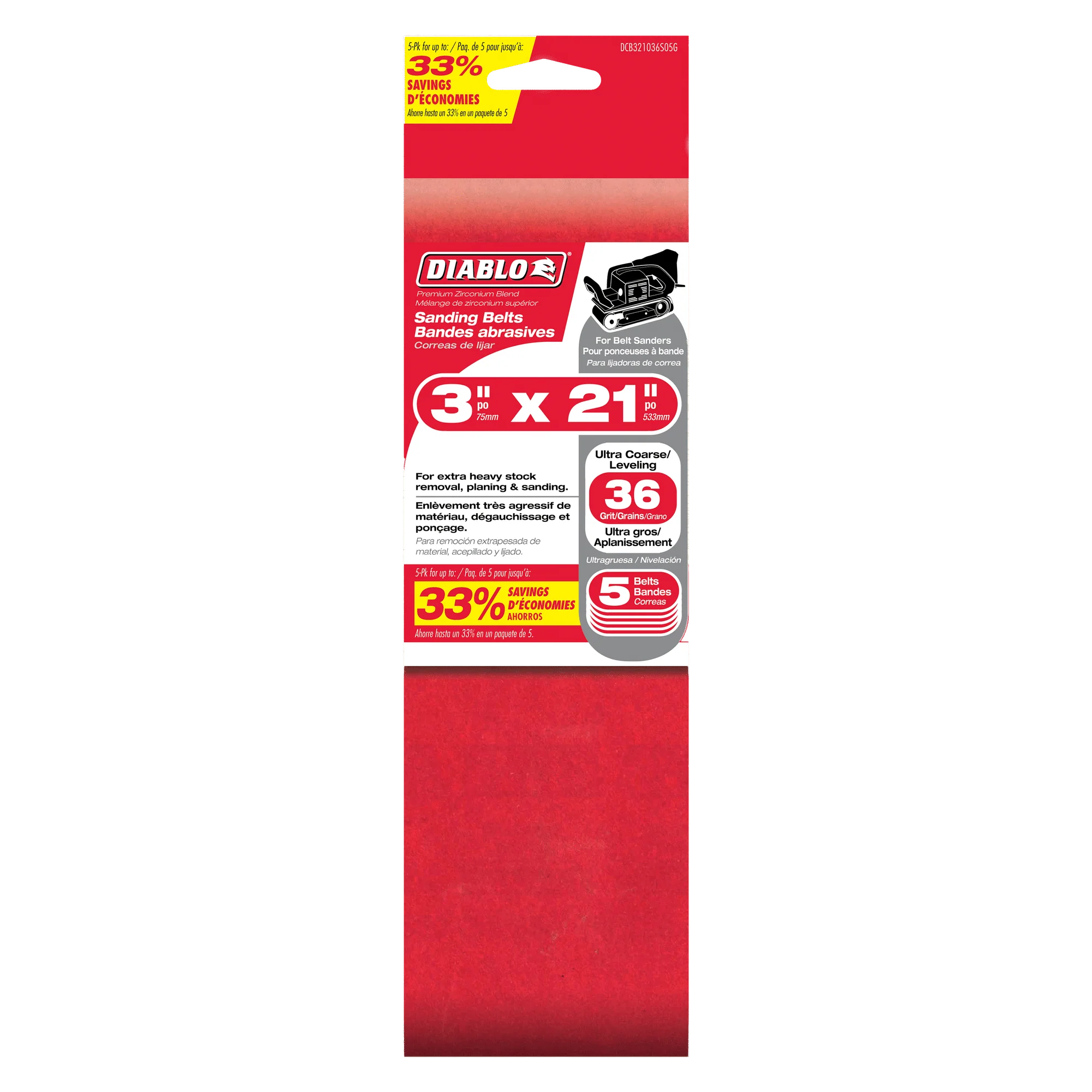 Diablo 5PK Sanding Belts - 3" x 21" - Image 2