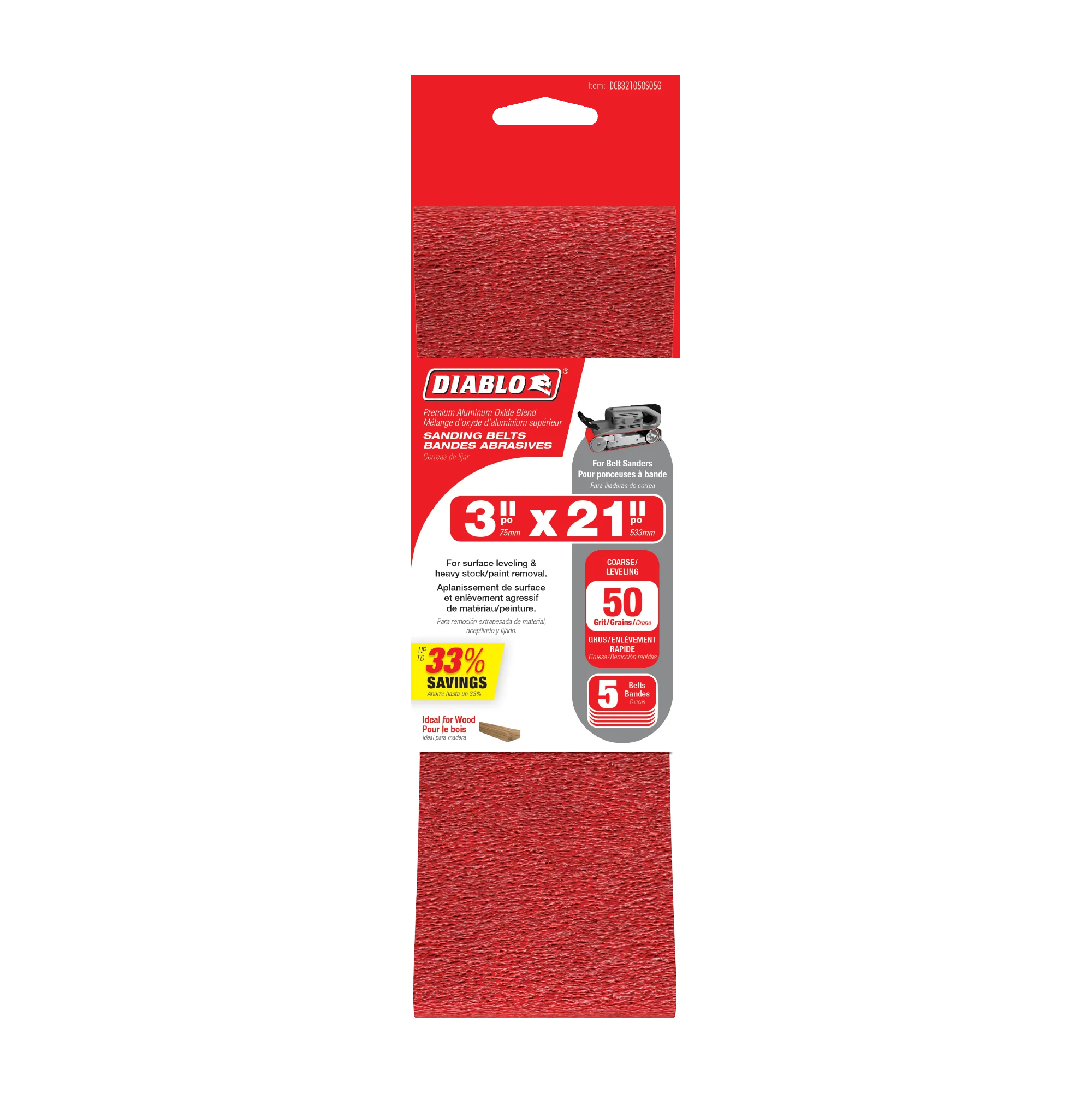 Diablo 5PK Sanding Belts - 3" x 21" - Image 5