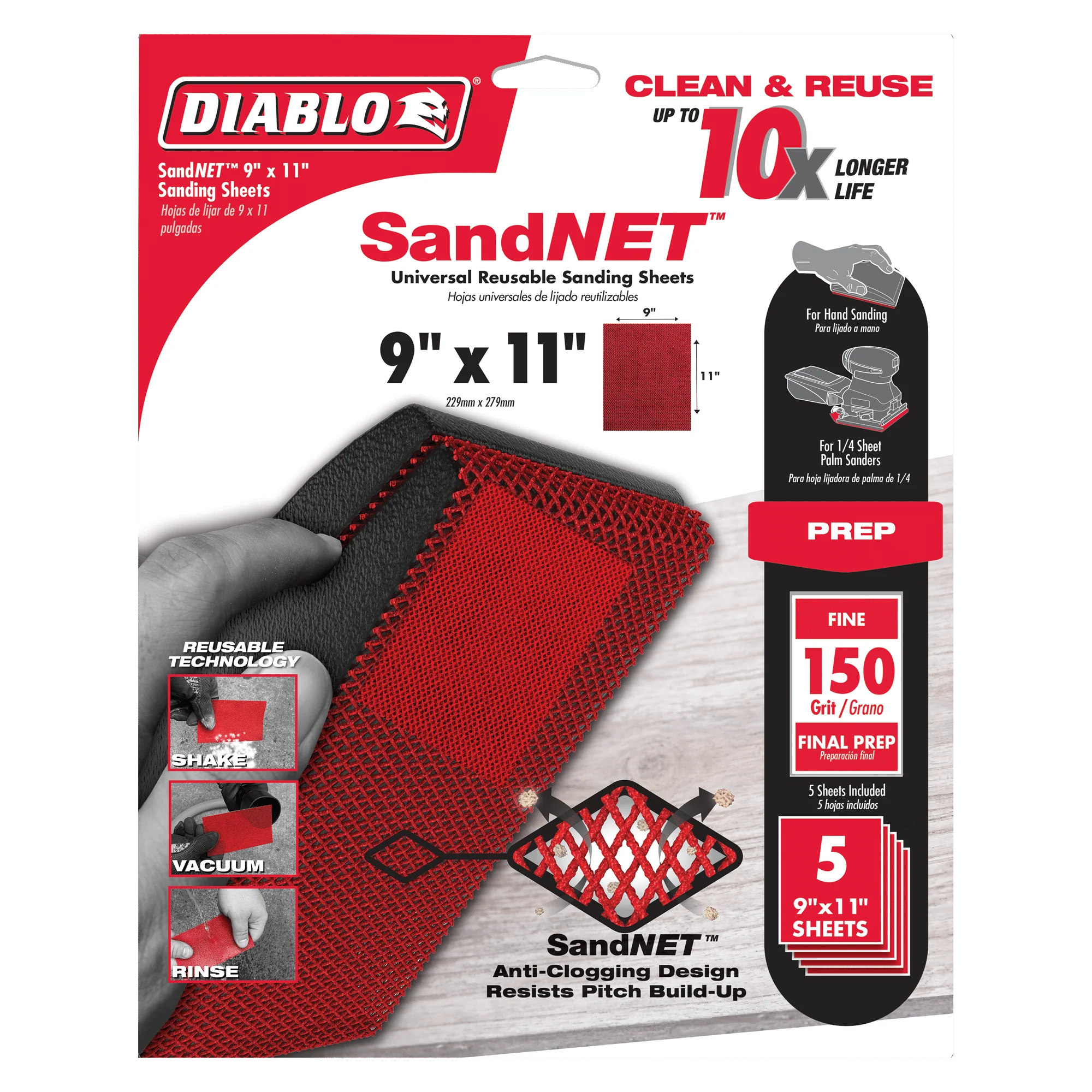 Diablo 5PK SandNET™ Reusable Sanding Sheets - 9" x 11" - Image 11