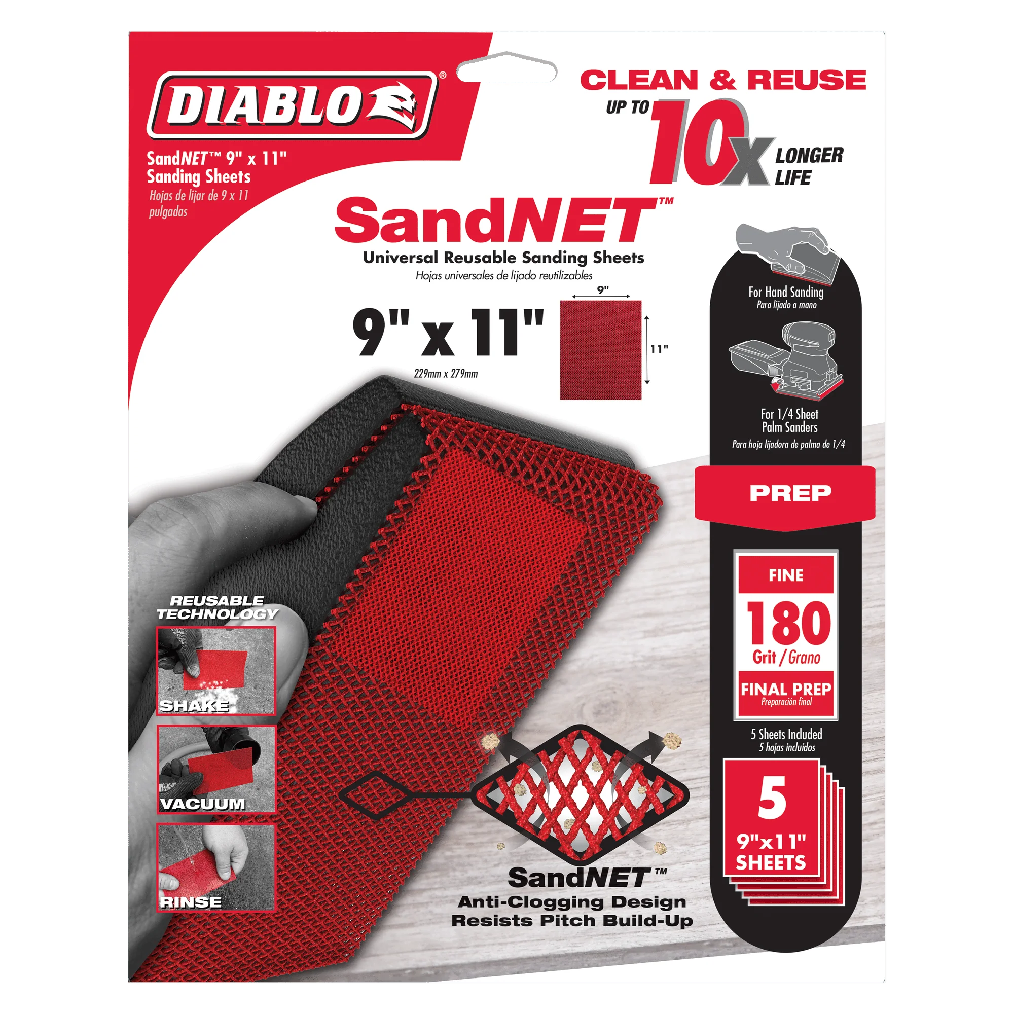 Diablo 5PK SandNET™ Reusable Sanding Sheets - 9" x 11" - Image 13