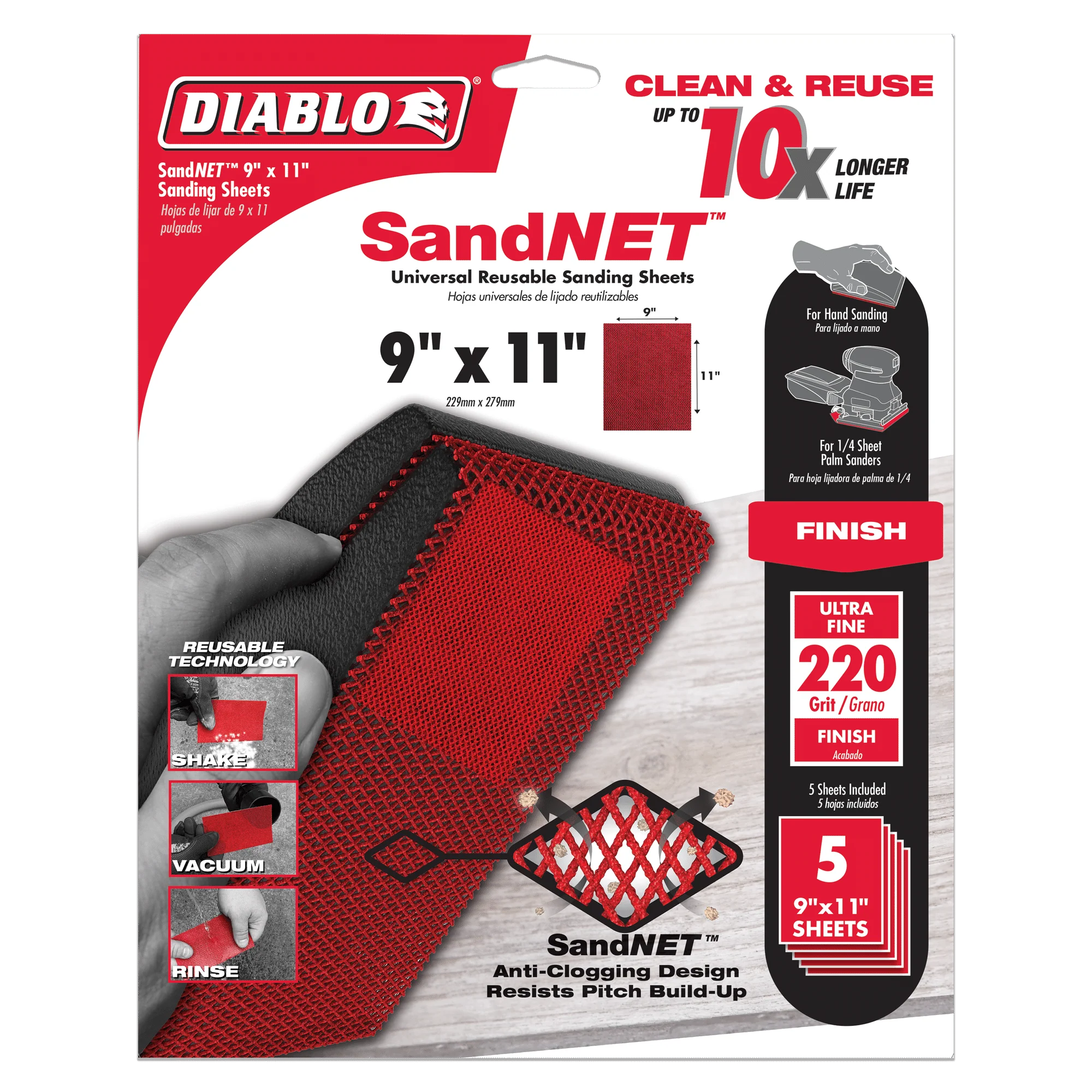 Diablo 5PK SandNET™ Reusable Sanding Sheets - 9" x 11" - Image 15