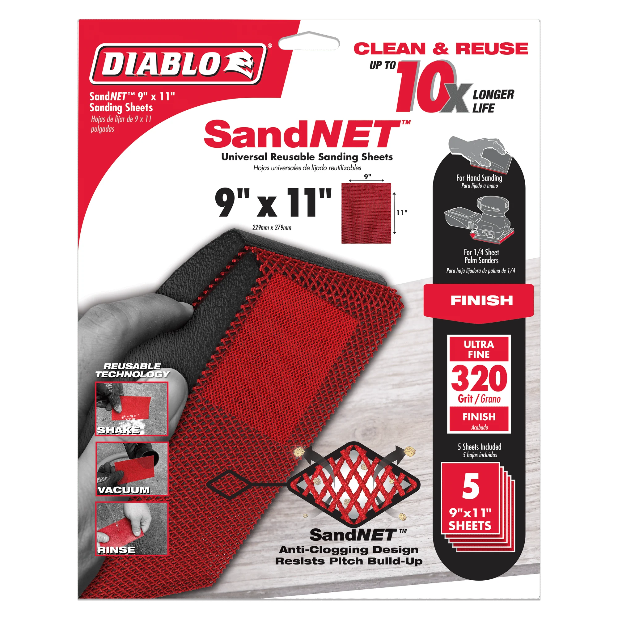 Diablo 5PK SandNET™ Reusable Sanding Sheets - 9" x 11" - Image 17