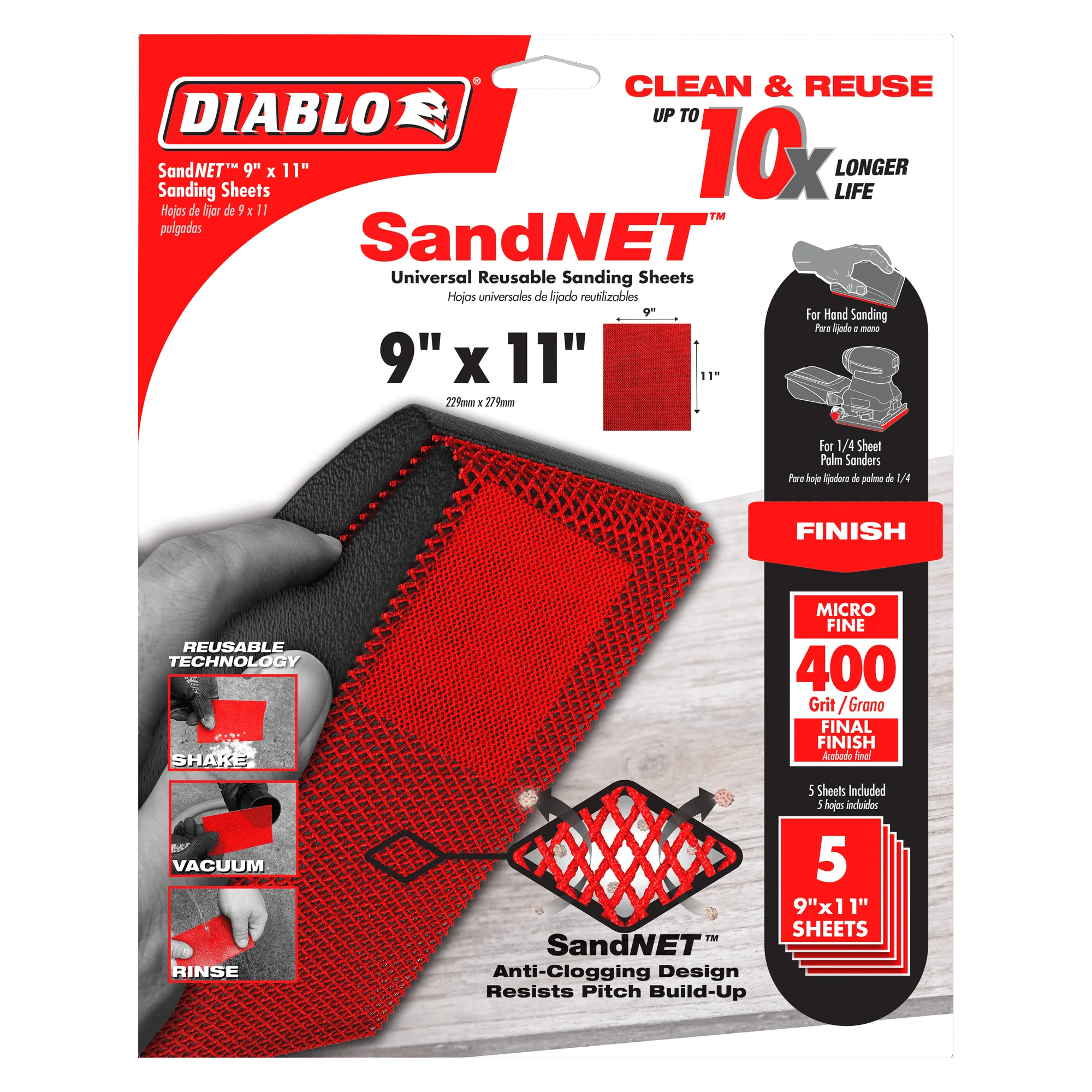 Diablo 5PK SandNET™ Reusable Sanding Sheets - 9" x 11" - Image 19