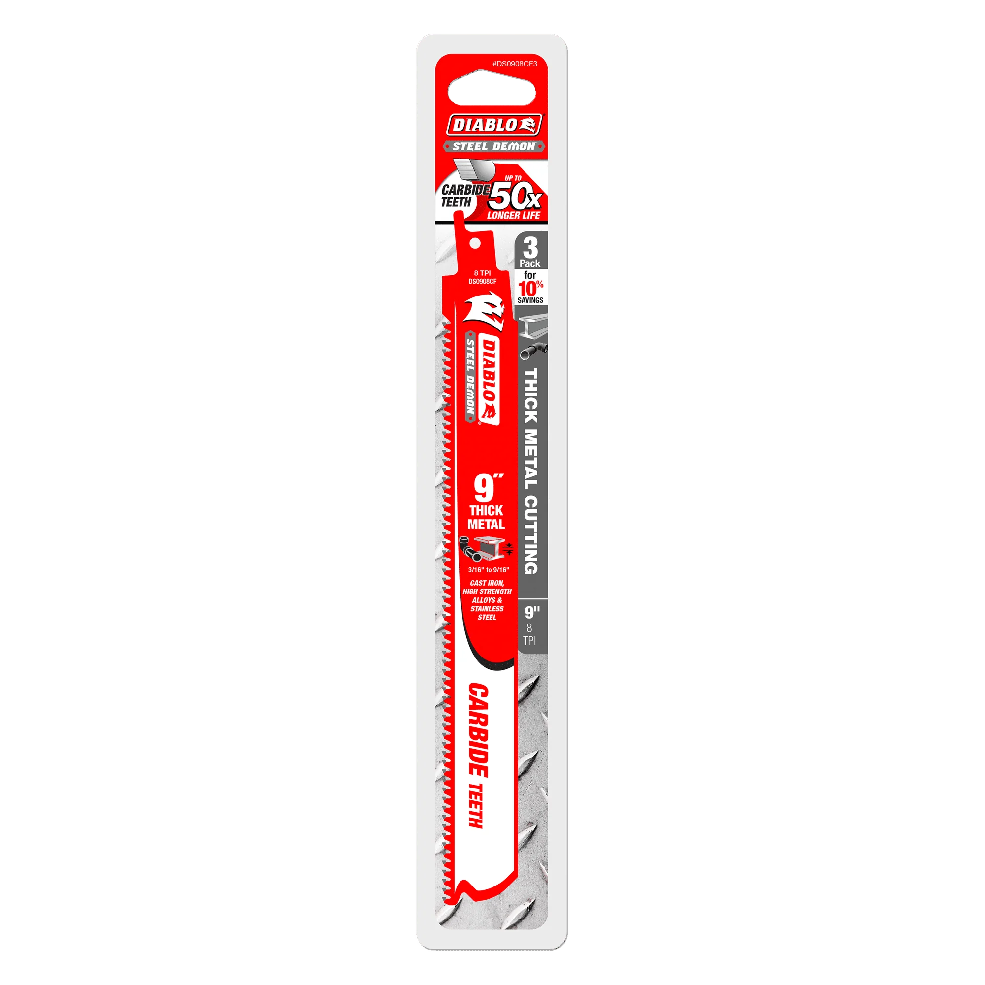 Diablo 8 TPI Steel Demon™ Carbide Tooth Thick Metal Reciprocating Saw Blade - Image 10