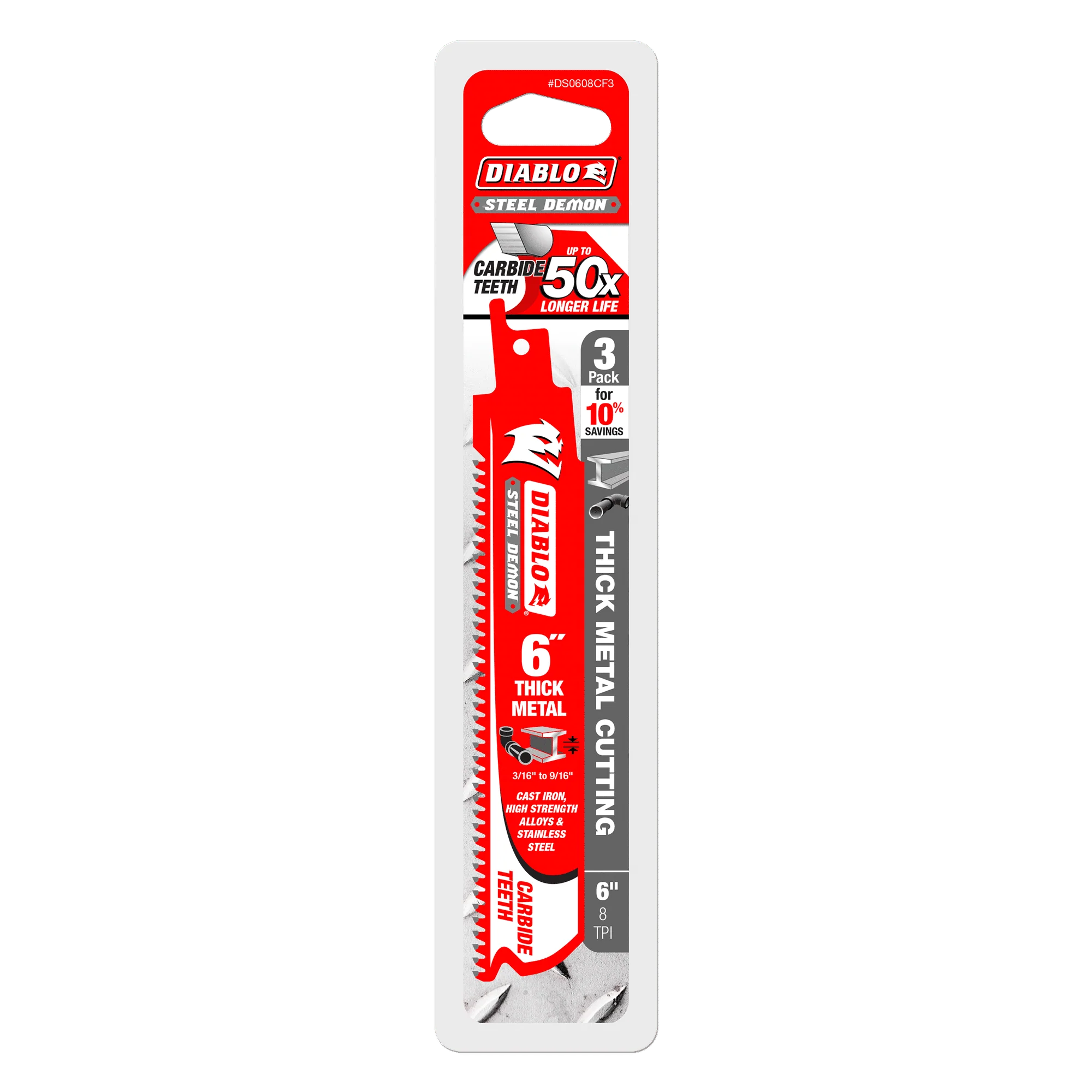 Diablo 8 TPI Steel Demon™ Carbide Tooth Thick Metal Reciprocating Saw Blade - Image 6