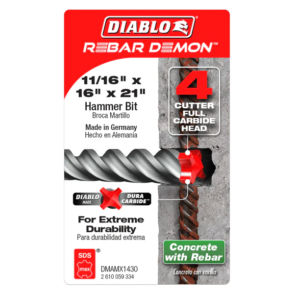 Diablo Rebar Demon™ SDS MAX 4-Cutter Carbide Tip Hammer Drill Bit - Image 70