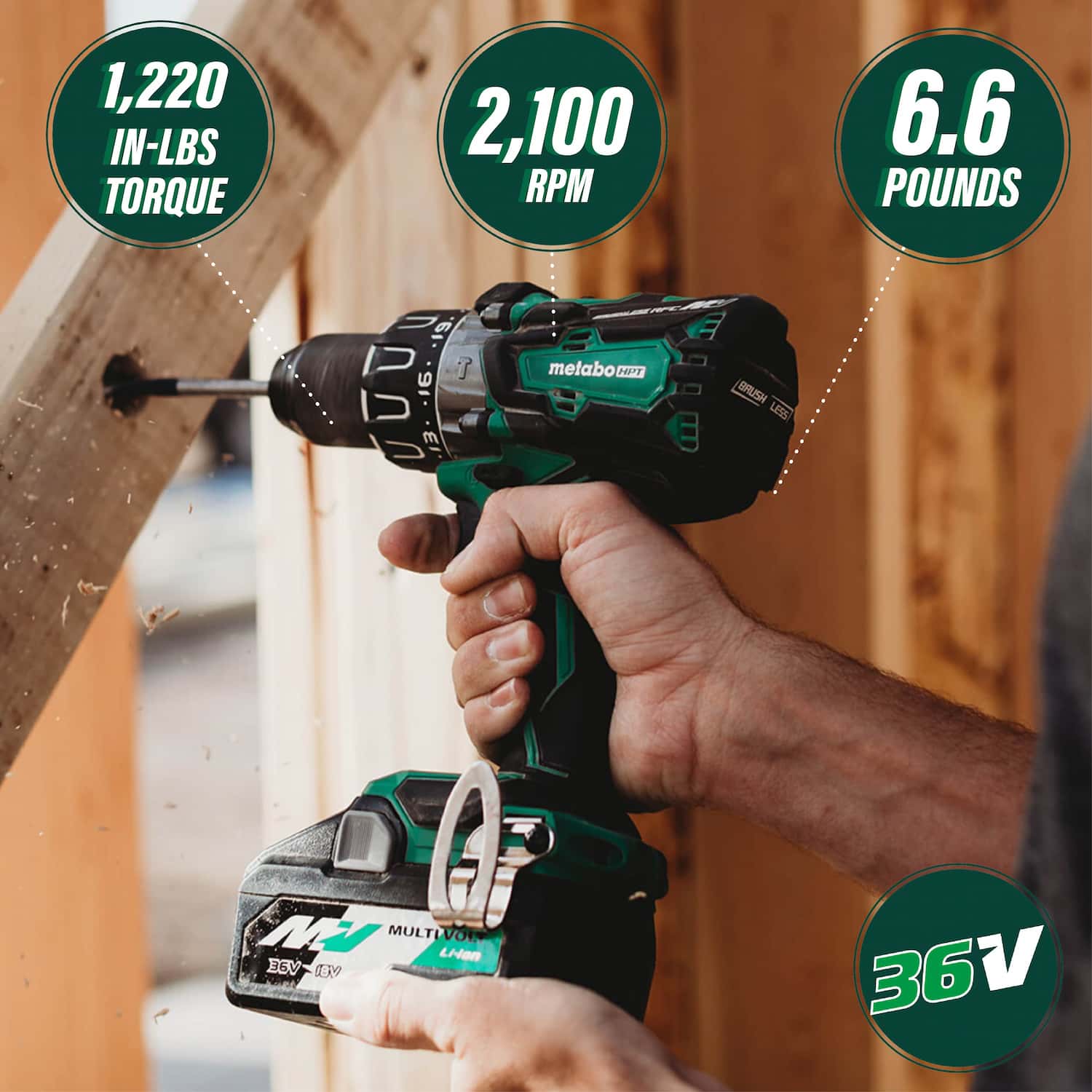 Metabo 36V MultiVolt Brushless 1/2" Hammer Drill - Tool Only - Image 2