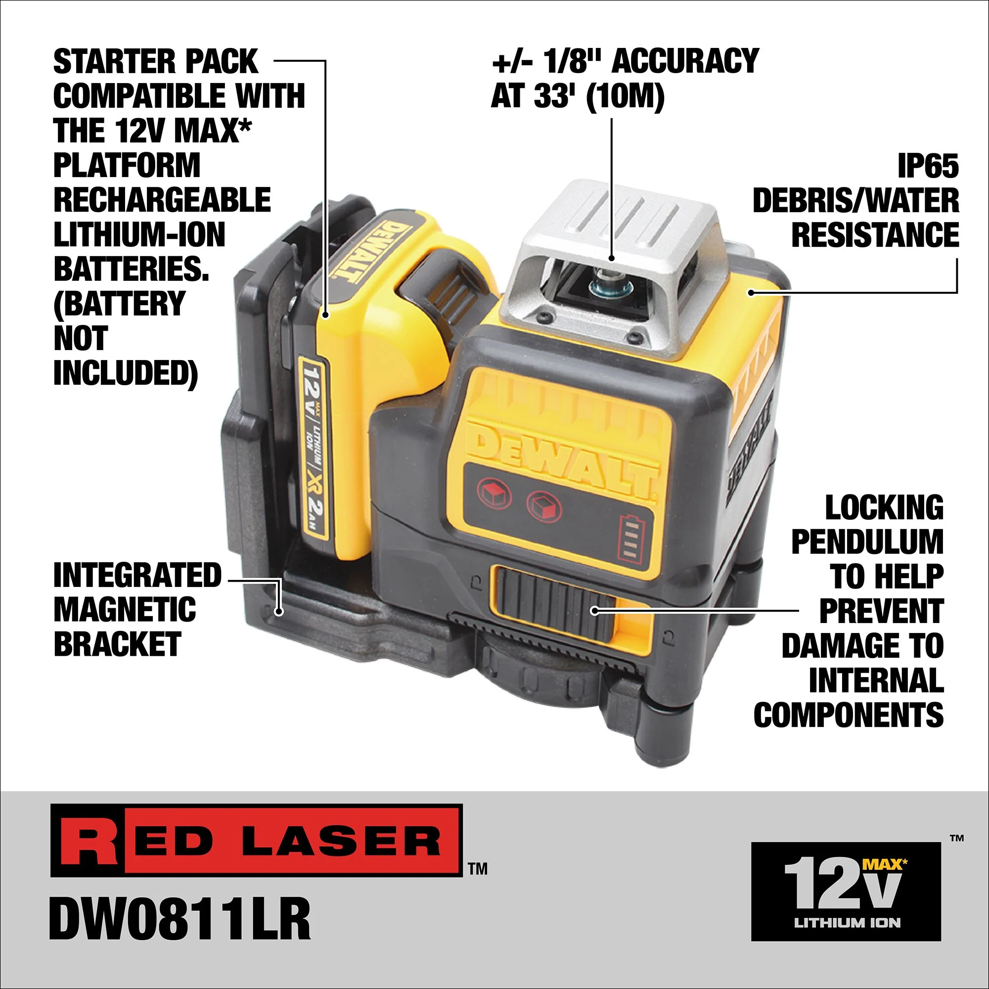 DeWalt 12V MAX 2 x 360° Red Line Laser - Image 5