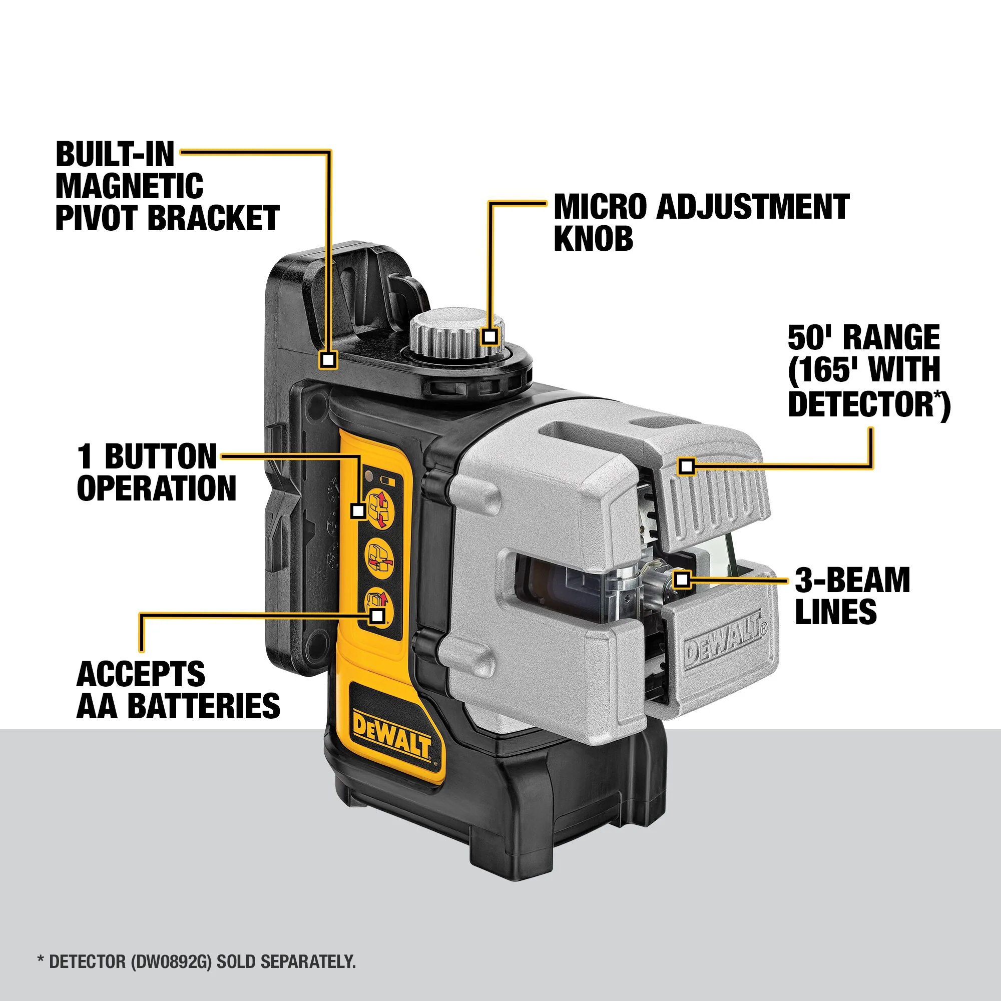 DeWalt Self-Leveling Red Beam 3 Line Laser - Image 6