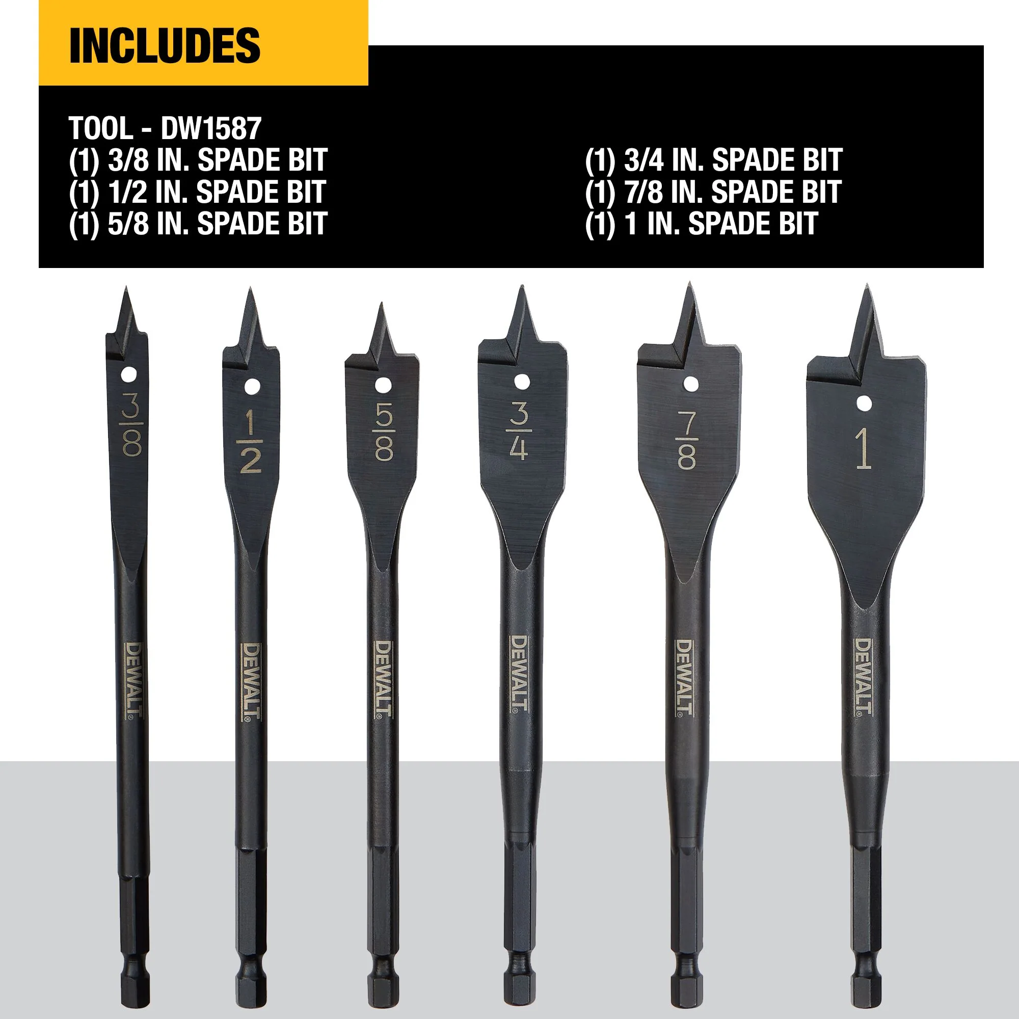 DeWalt 6 pc. Heavy Duty Spade Bit Set - Image 11
