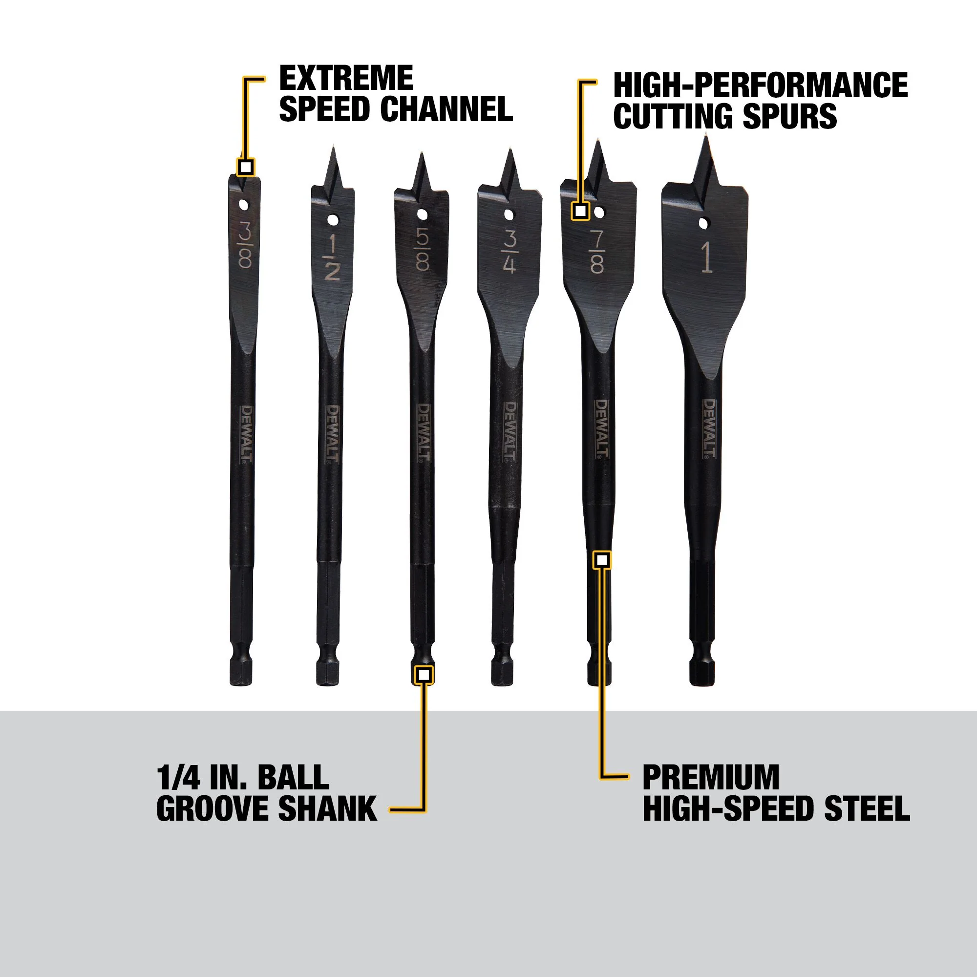 DeWalt 6 pc. Heavy Duty Spade Bit Set - Image 9