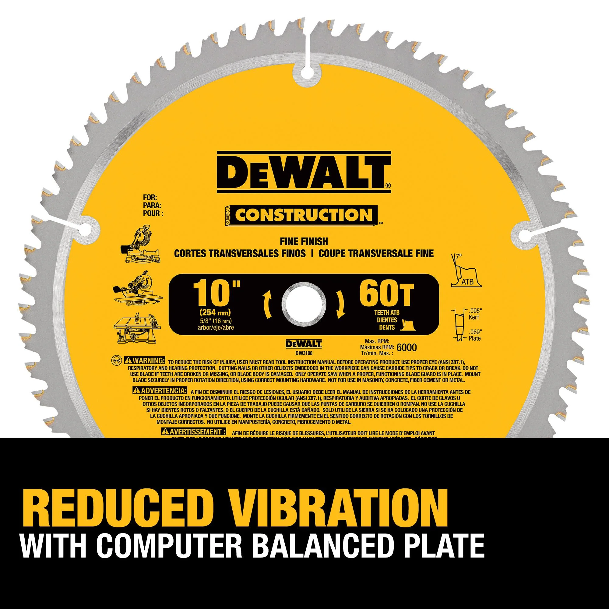 DeWalt 10" 60T Construction Mitre/Table Saw Blades - Image 4
