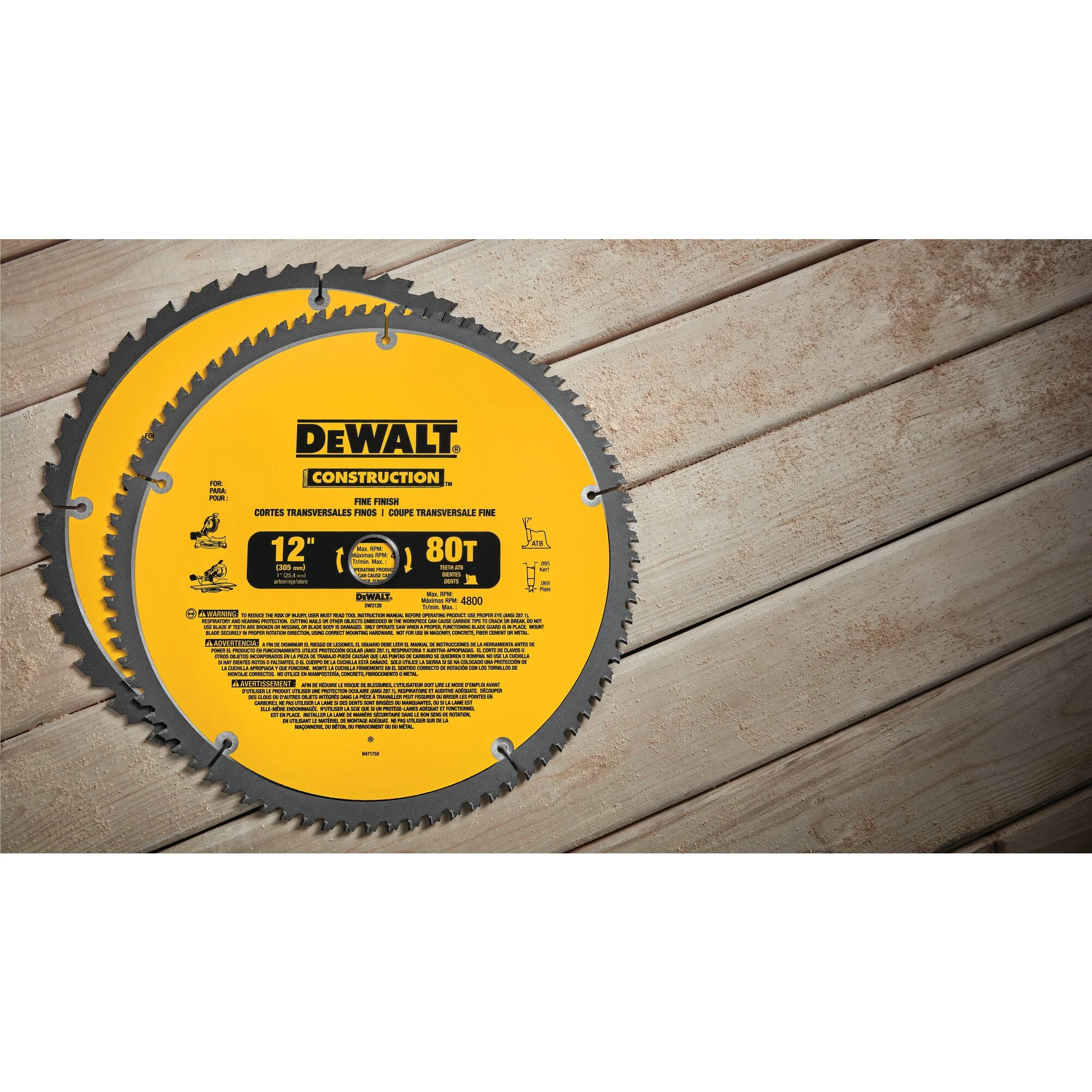 DeWalt 12" 32T/80T Mitre Saw Blade Combo Pack - Image 7