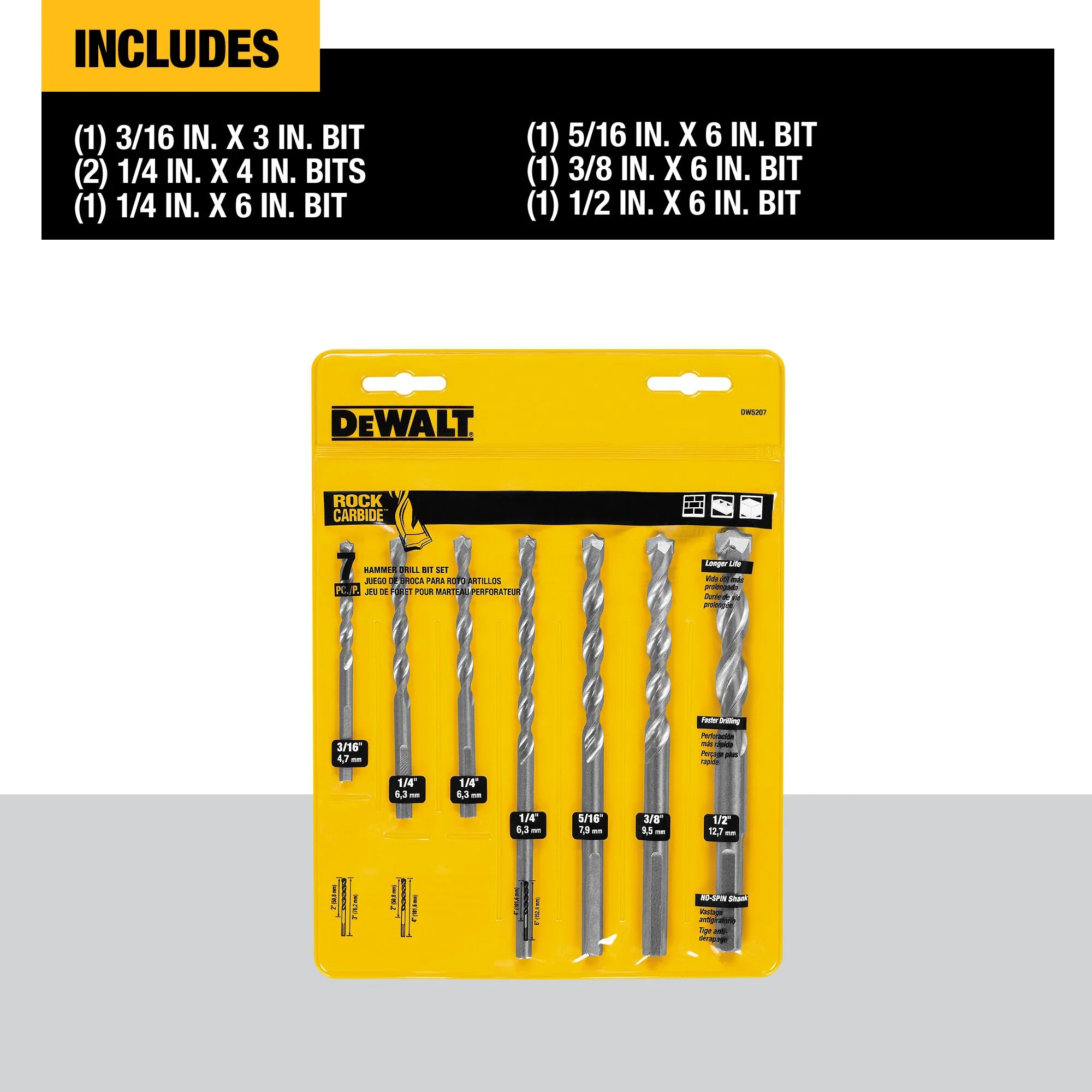 DeWalt 7 pc. Premium Percussion Masonry Drill Bit Set - Image 5