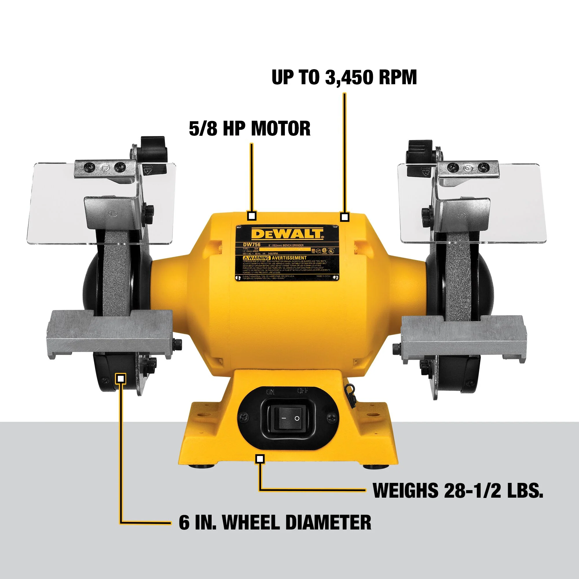 DeWalt 6" (150mm) Bench Grinder - Image 4