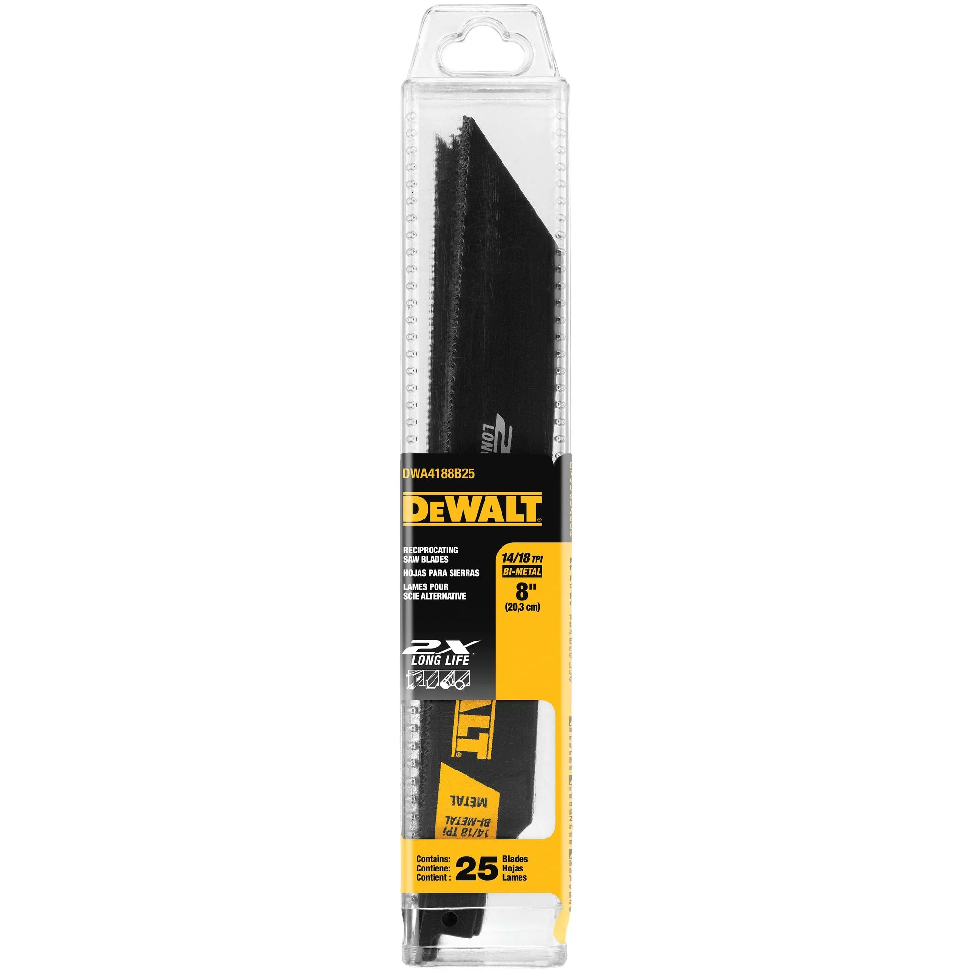 DeWalt 8" 2X Long Life 14/18TPI Bi-Metal Reciprocating Saw Blade - Image 2