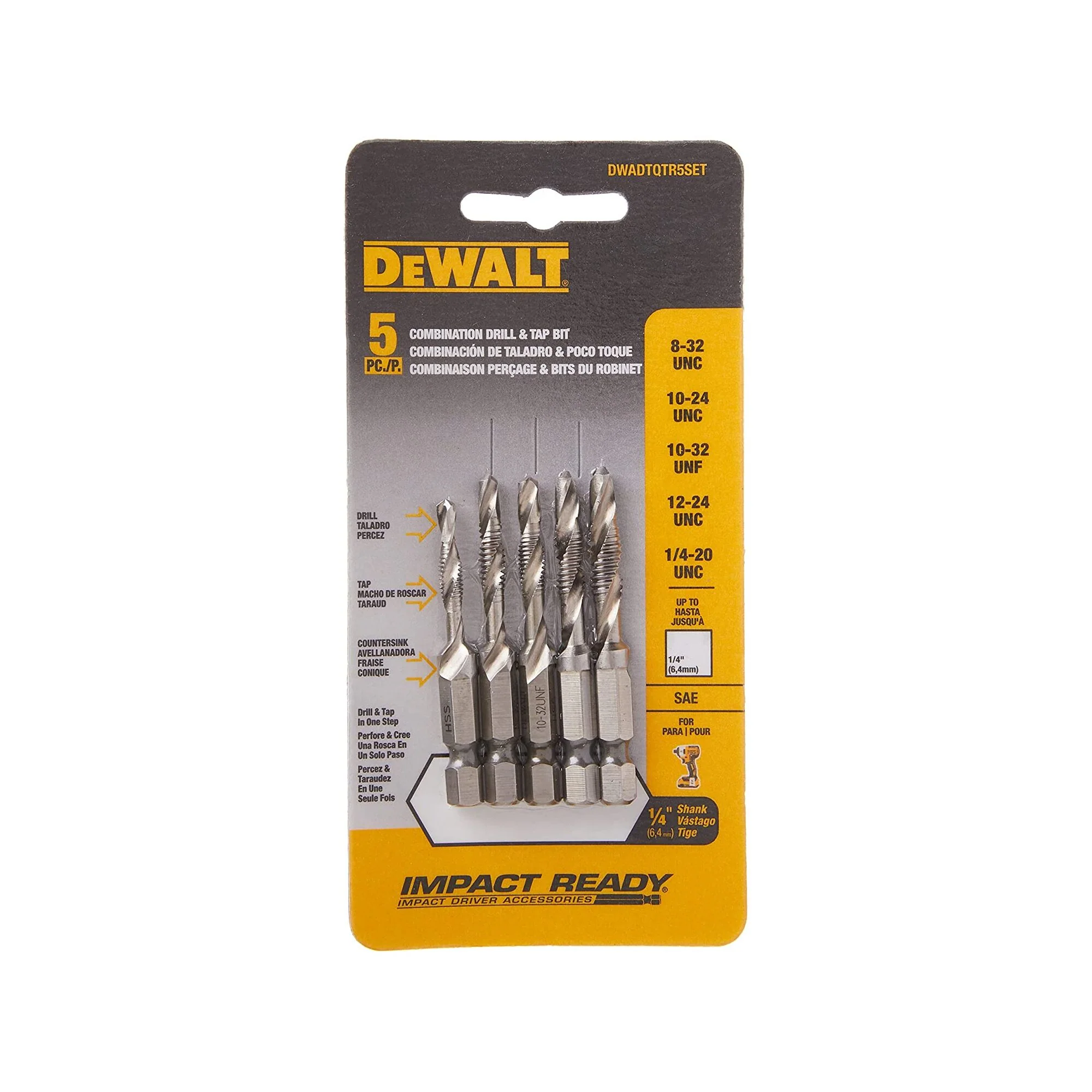 DeWalt 5 pc. 1/4" IMPACT READY® Drill Tap Set - Image 2