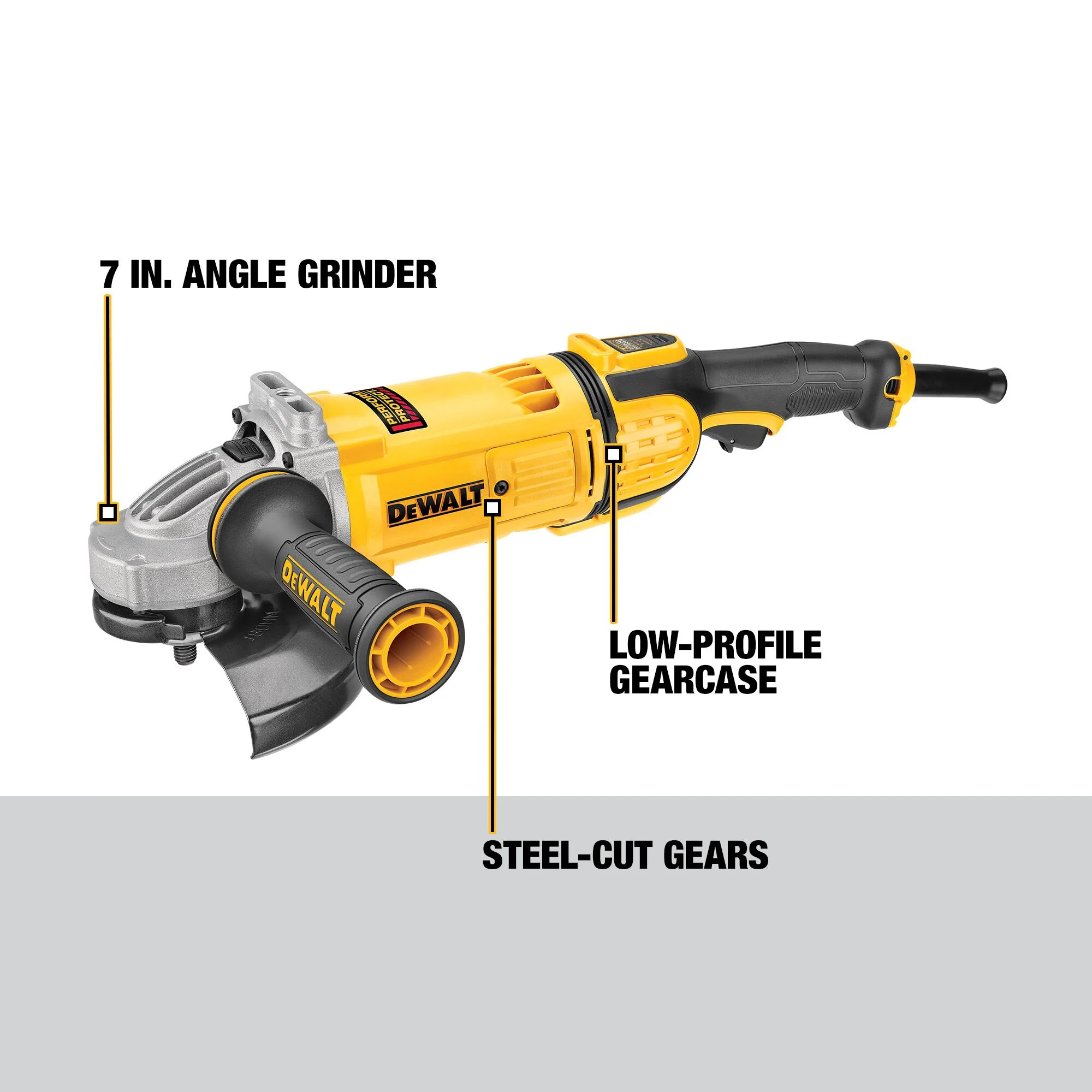 DeWalt 7" 8,500 RPM 4.9 HP Corded Angle Grinder w/ No Lock-On - Image 2