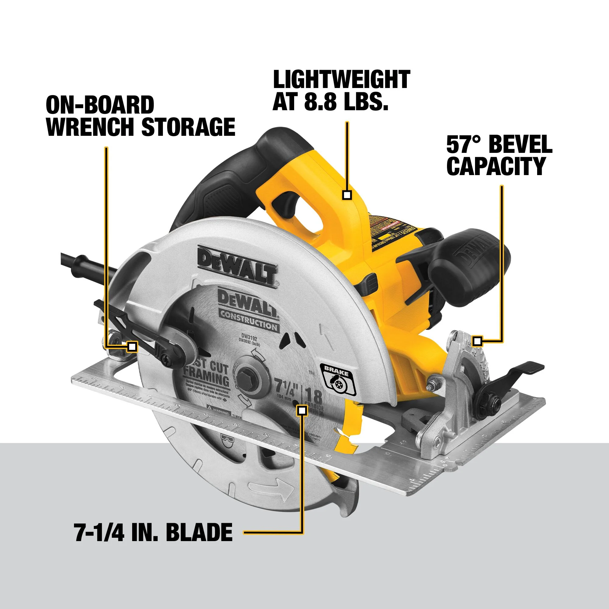 DeWalt 7-1/4" 15A Lightweight Circular Saw w/ Contractor Bag - Image 11